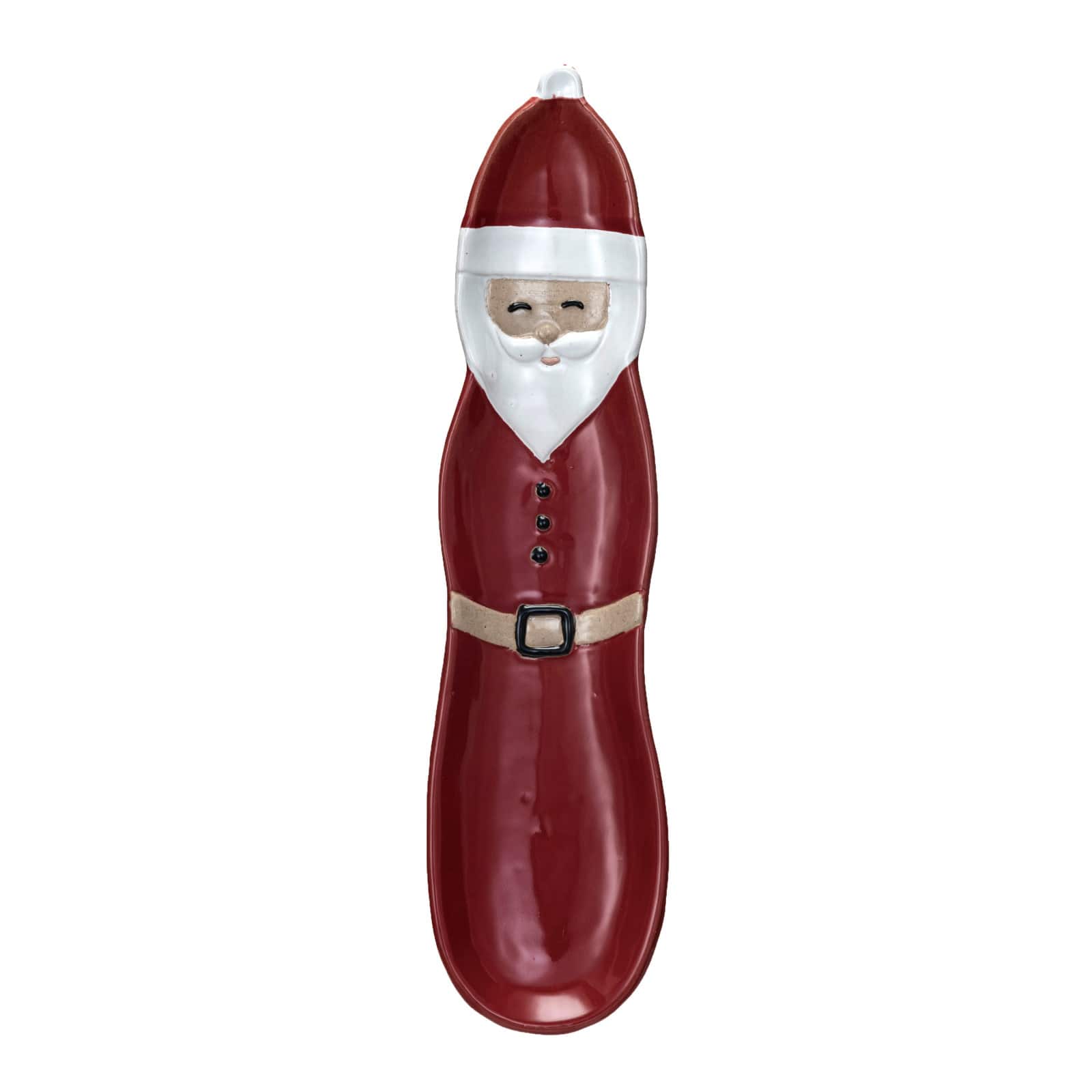 Hello Honey® 11.75" Red & White Stoneware Santa Shaped Plate