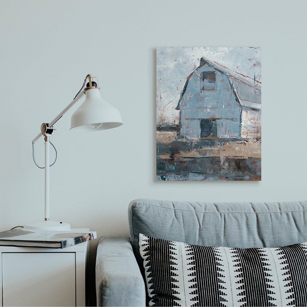 Stupell Industries Abstract Distressed White Barn Farm Architecture Canvas Wall Art