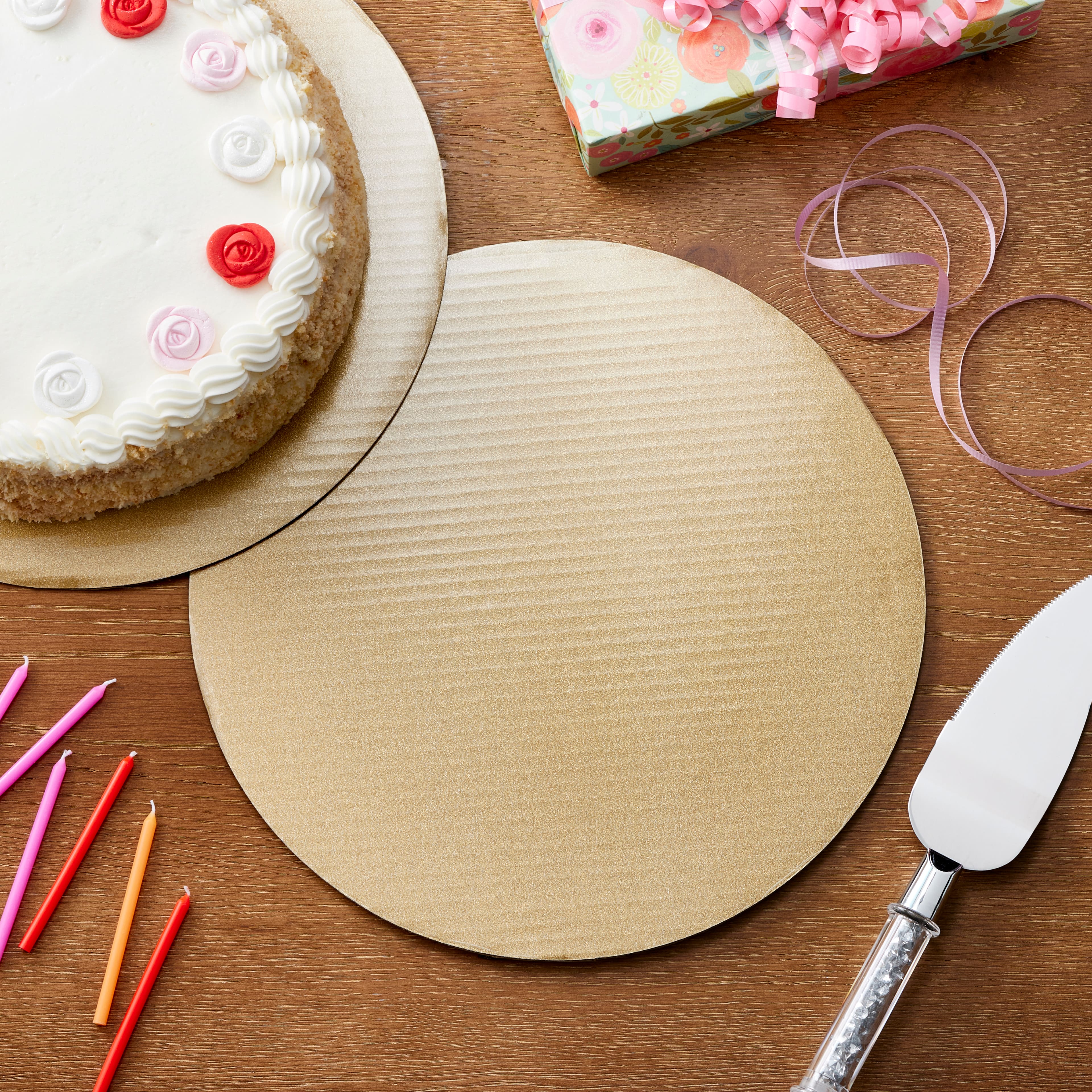 6 Packs: 3 ct. (18 total) 12" Gold Glitter Round Cake Boards by Makery®
