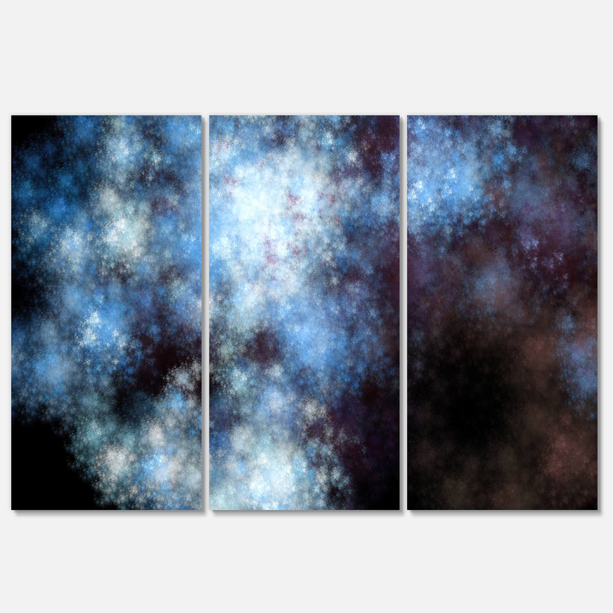 Designart - Blue White Starry Fractal Sky - Abstract Art on Canvas
