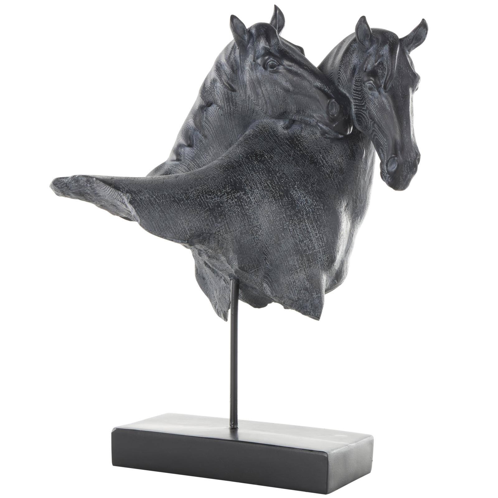 18.25" Black Resin Horse Bust Inspired Sculpture with Black Stand