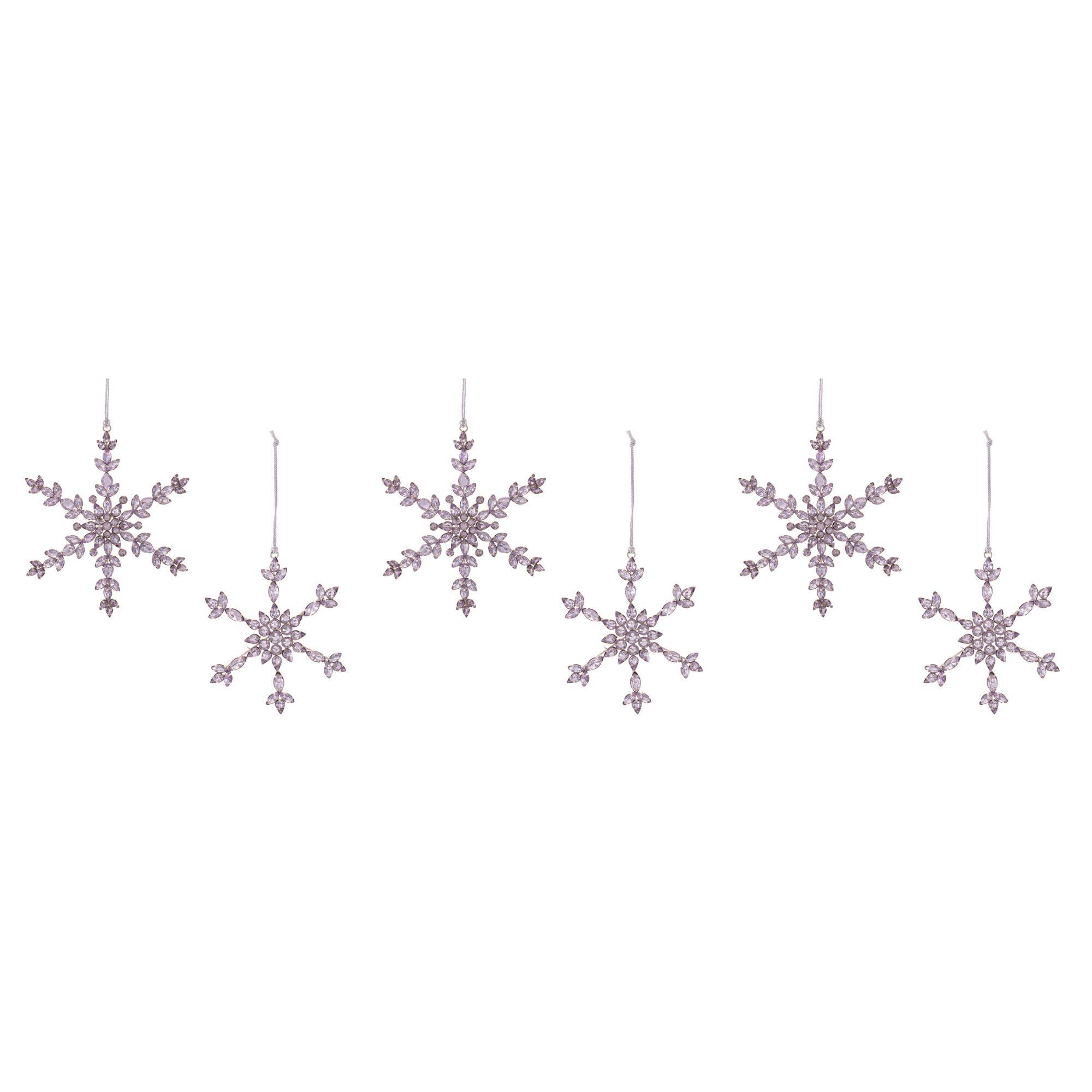 Melrose Purple Snowflake Jewel Ornaments Set