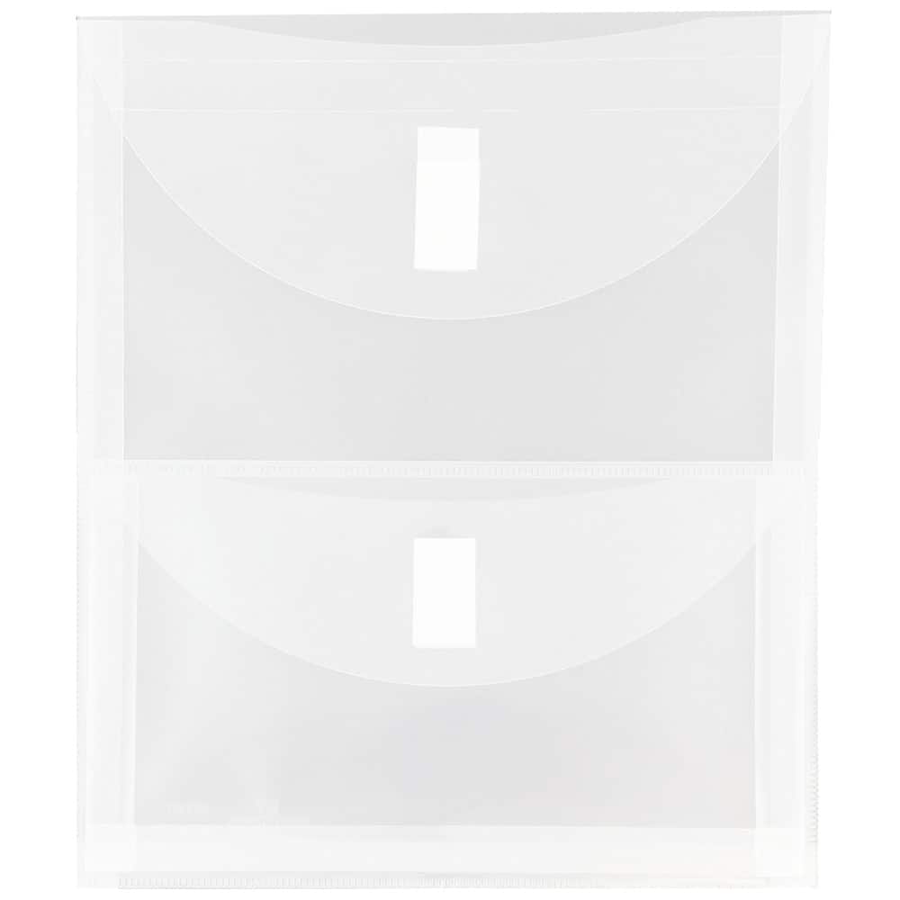 JAM Paper 9.75" x 11.5" Clear 2-Pocket Plastic Hook & Loop Closure Envelopes, 12ct.