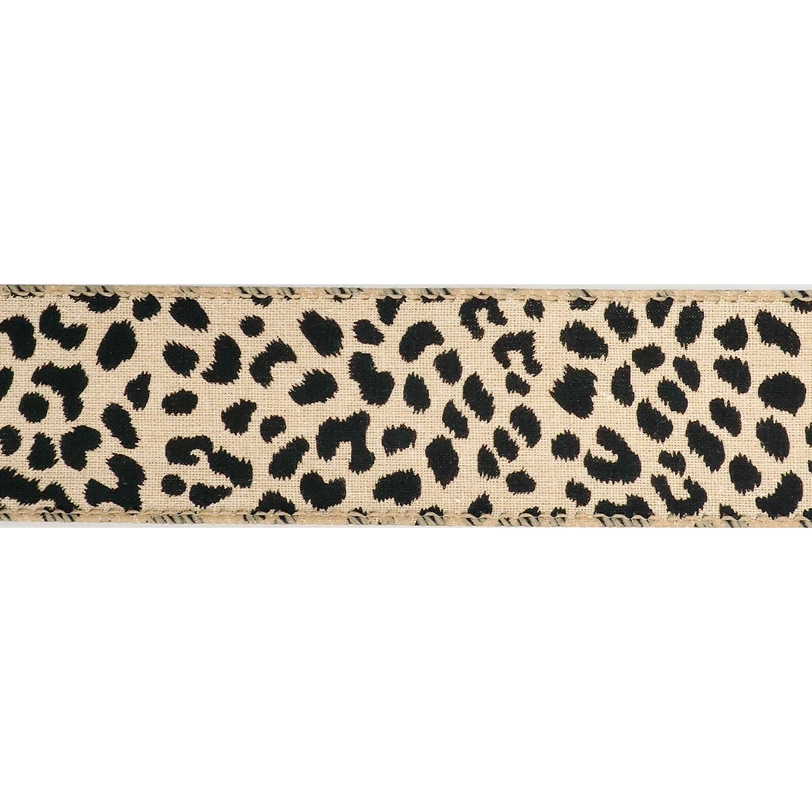 1.5" x 30ft. Cheetah Wired Faux Linen Ribbon by Celebrate It™