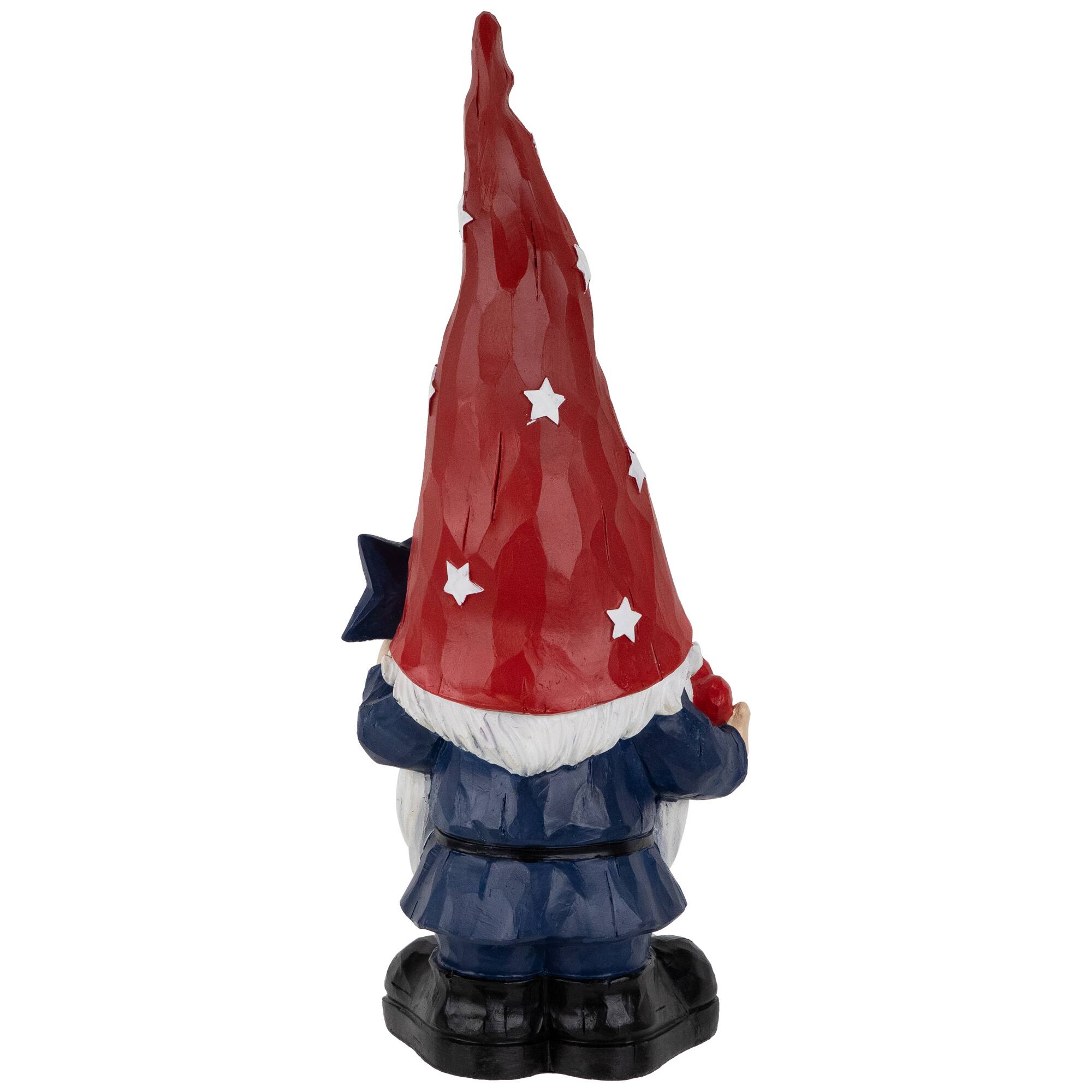 16.5" Patriotic Garden Gnome in Red Hat Holding Star