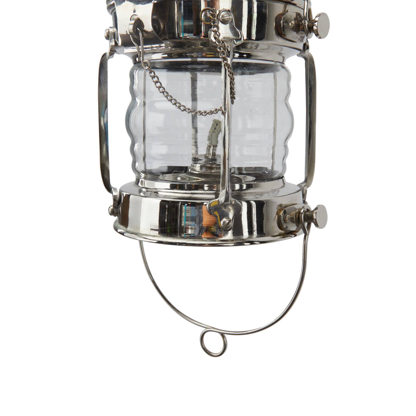 9" Silver Brass Candle Lantern