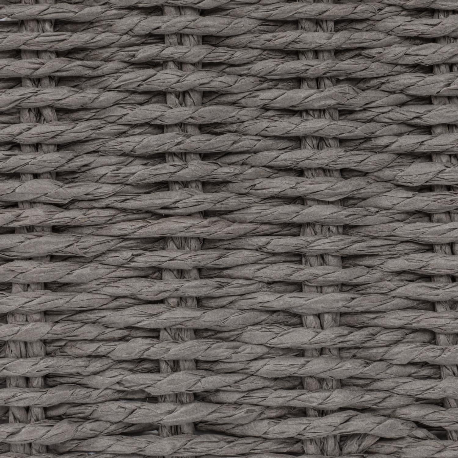 Gray Woven Paper Rope Storage Chest with Hinged Lid & Integrated Handles