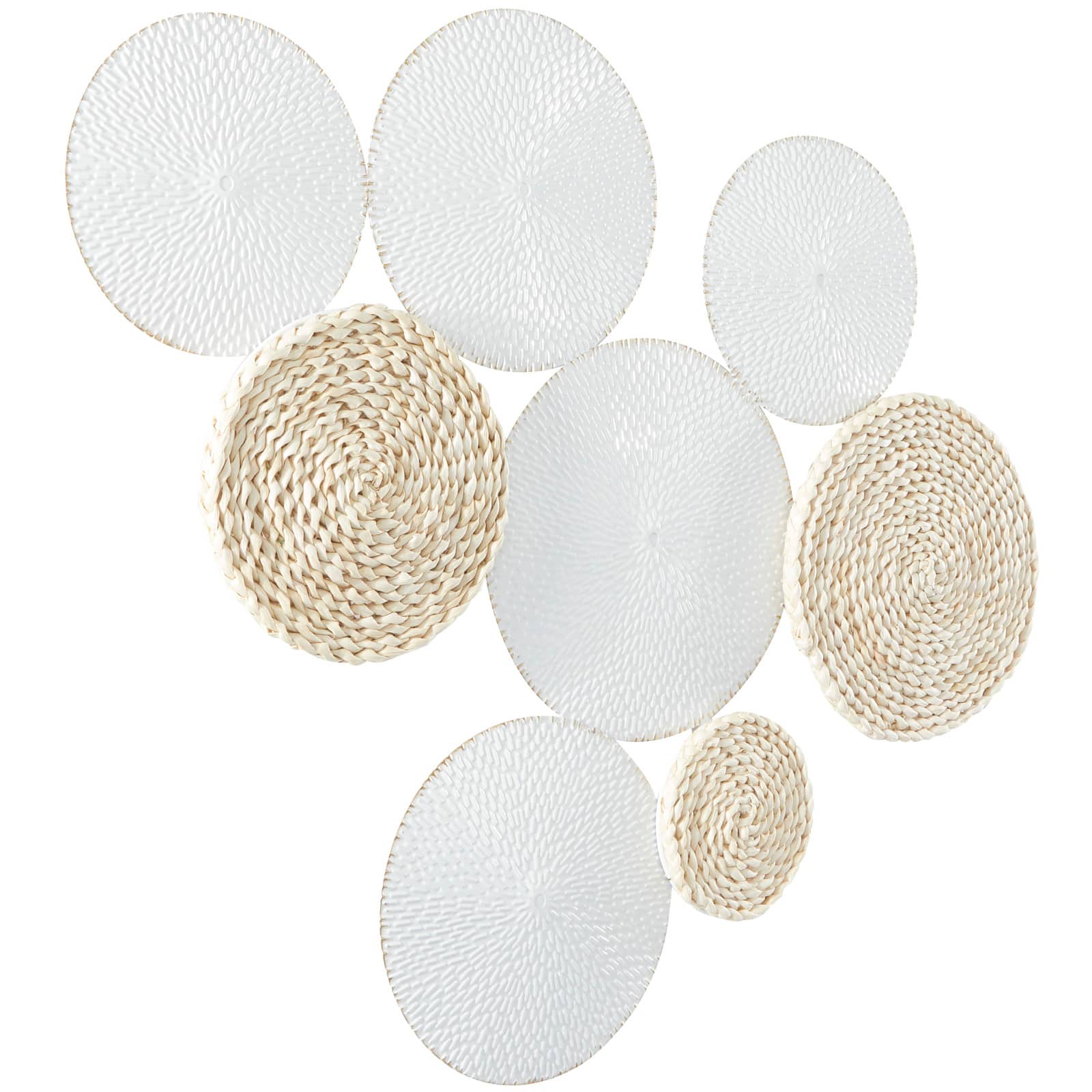 White Metal Rope Design Plate Wall Decor with Textured Pattern 37" x 1" x 31"