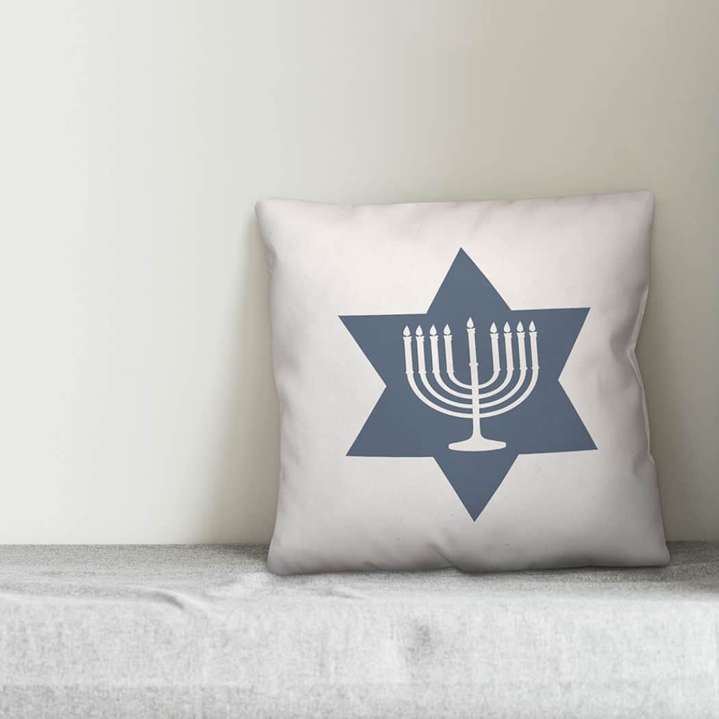 Simple Star of David Menorah 18x18 Spun Poly Pillow