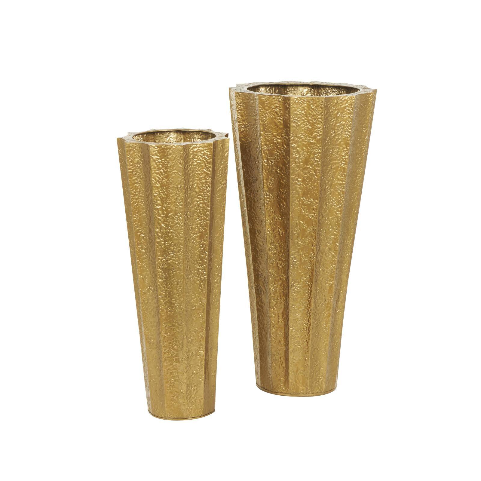 Gold Textured Floor Vase Set