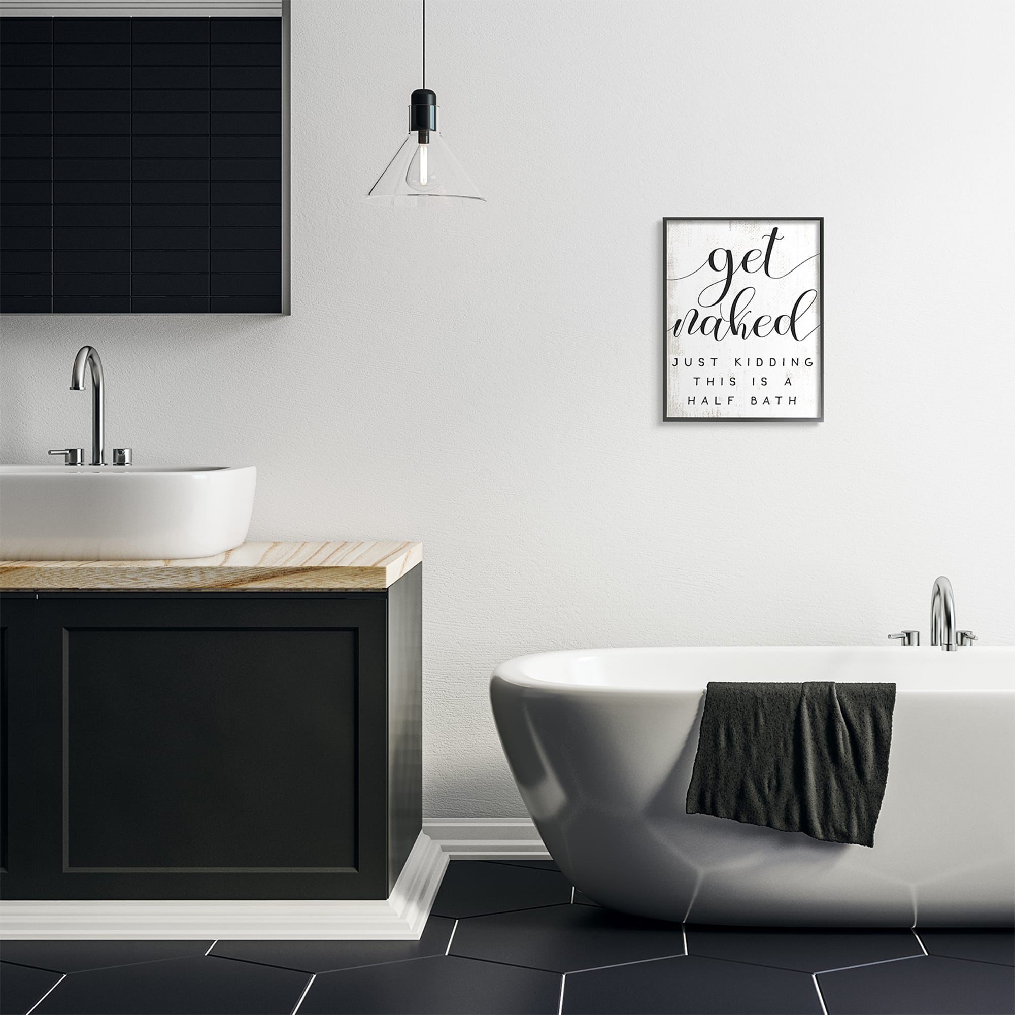 Stupell Industries Get Naked Half Bath Wall Art in Frame