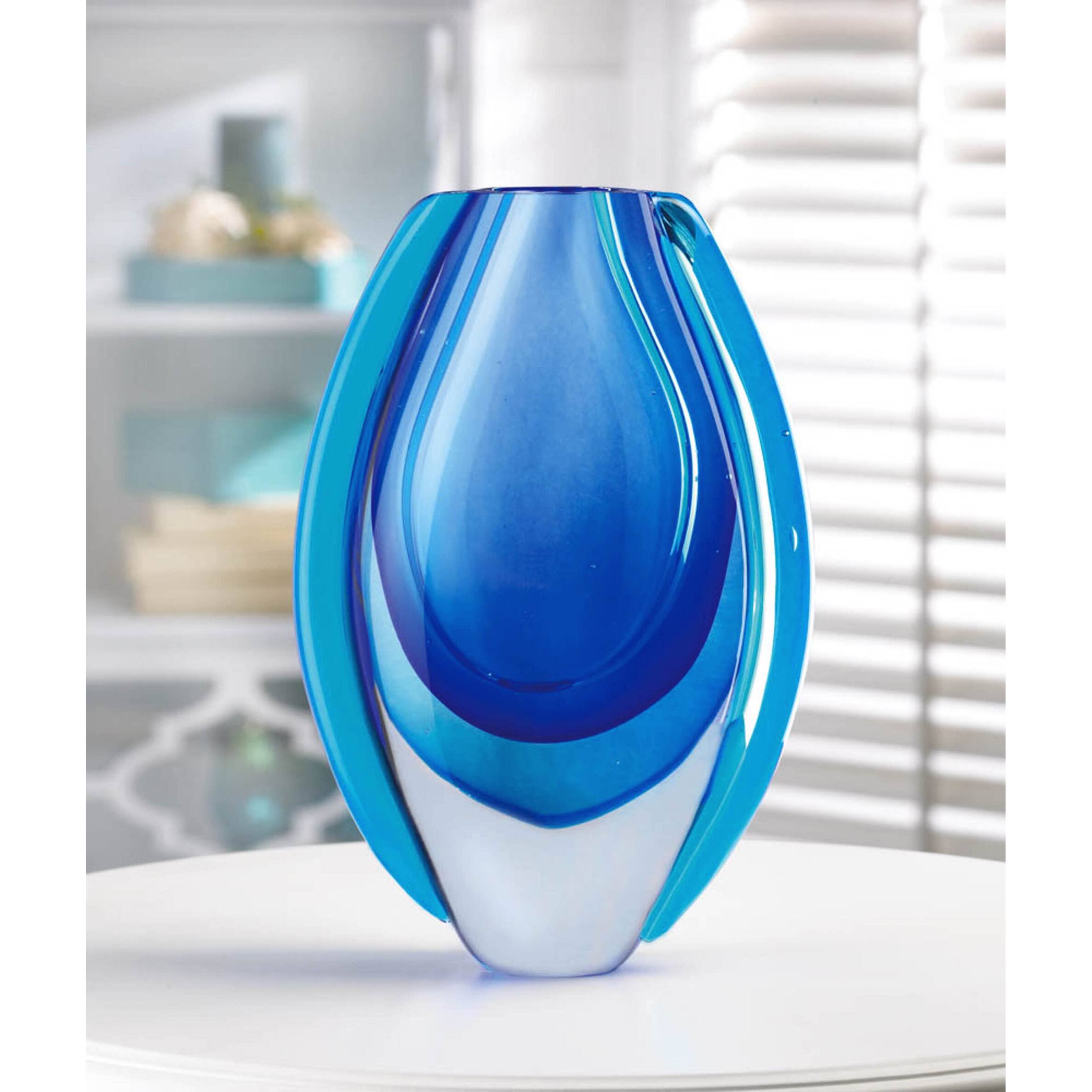 8.5" Azure Blue Art Glass Vase