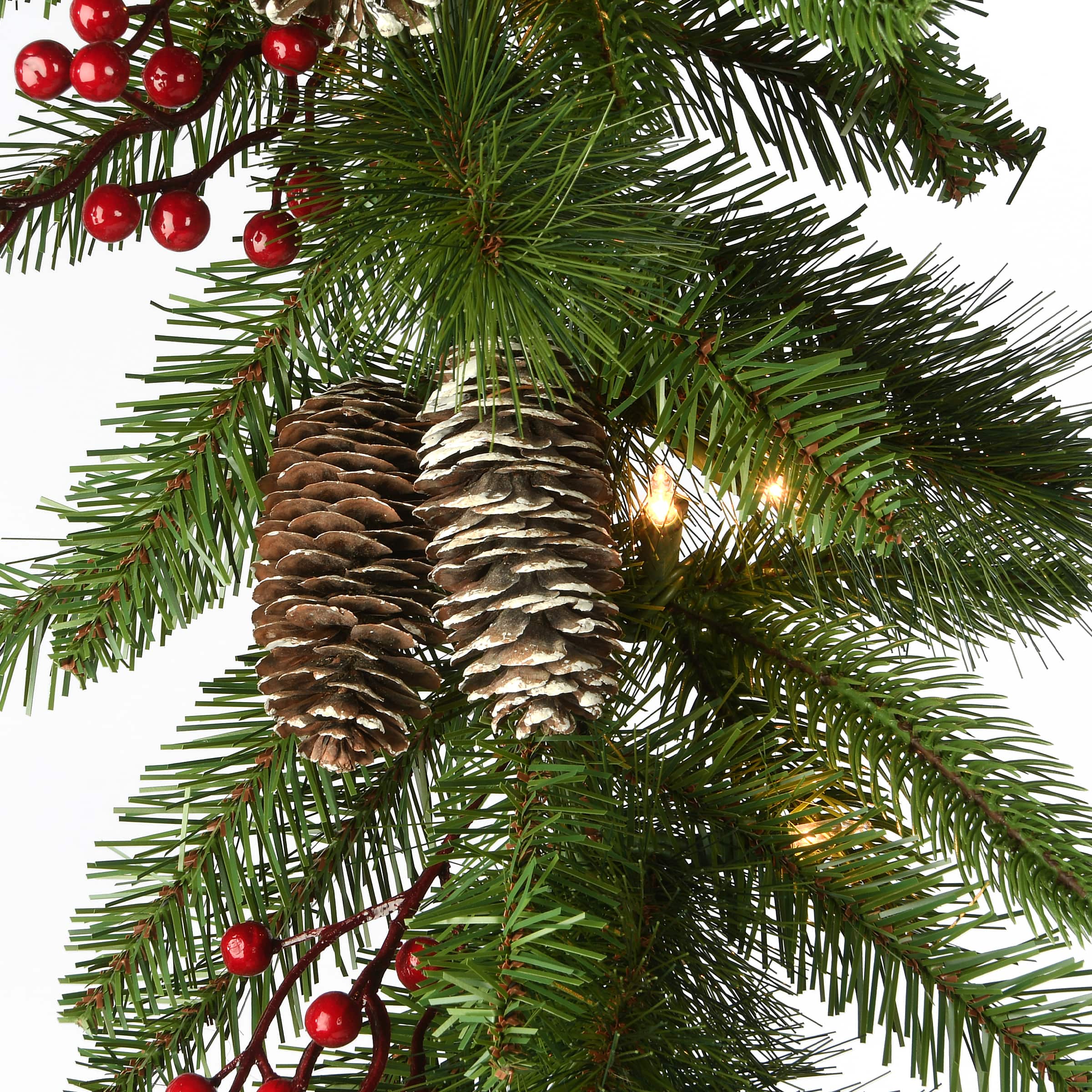 9ft. Bristle Berry Pine Garland With Battery Operated LED Lights
