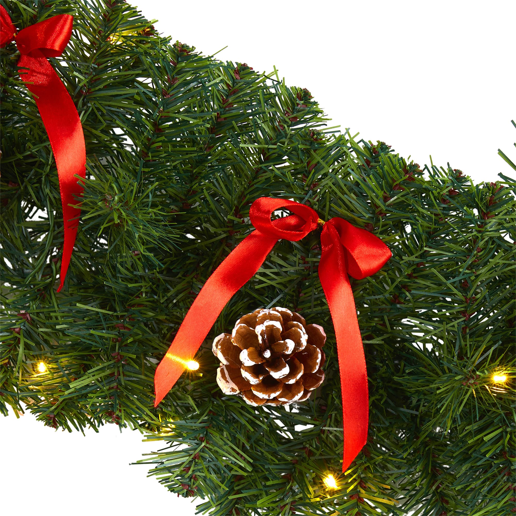 9ft. Pre-Lit Clear LED Bow & Pinecone Artificial Christmas Garland