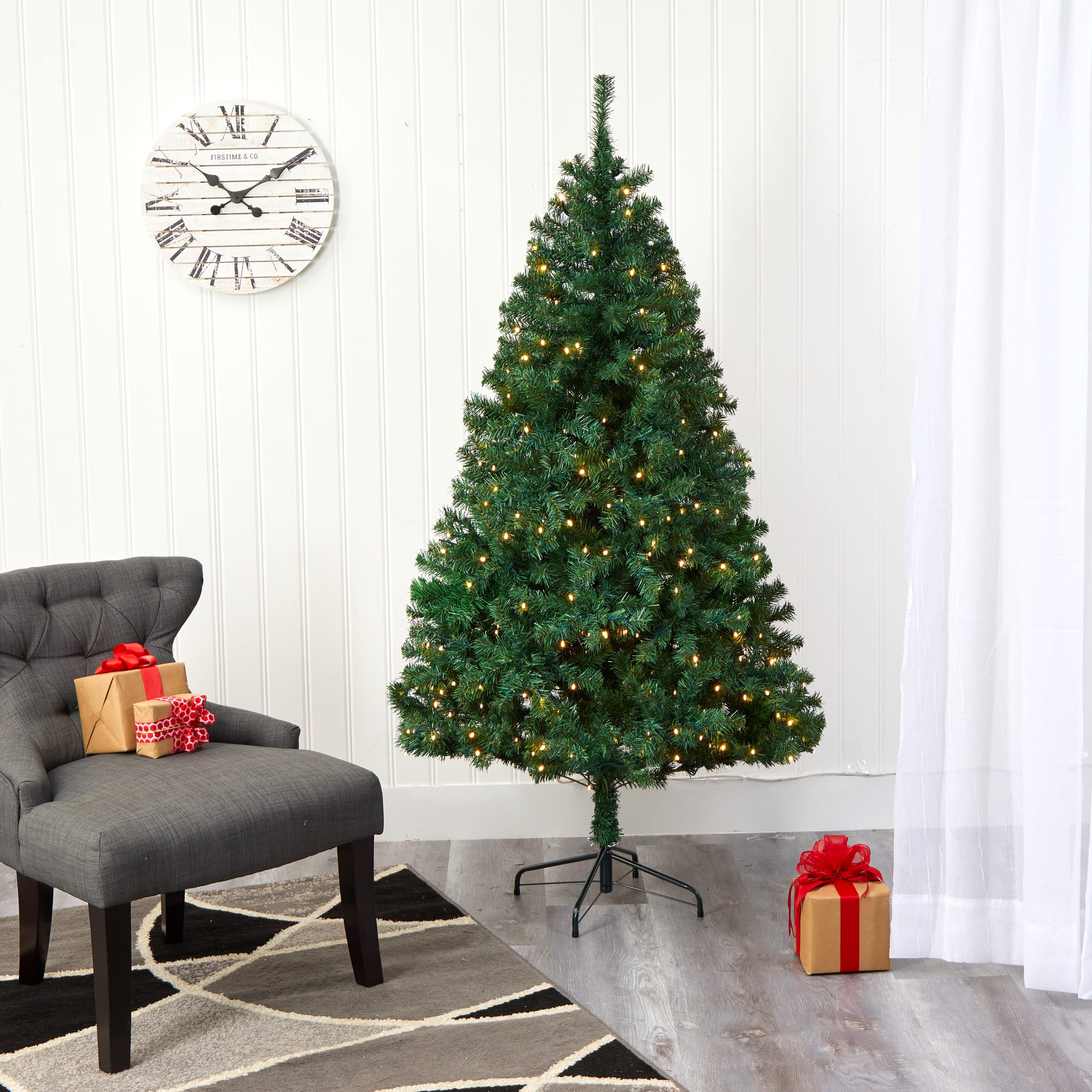 6ft. Pre-Lit Northern Tip Pine Artificial Christmas Tree, Clear LED Lights