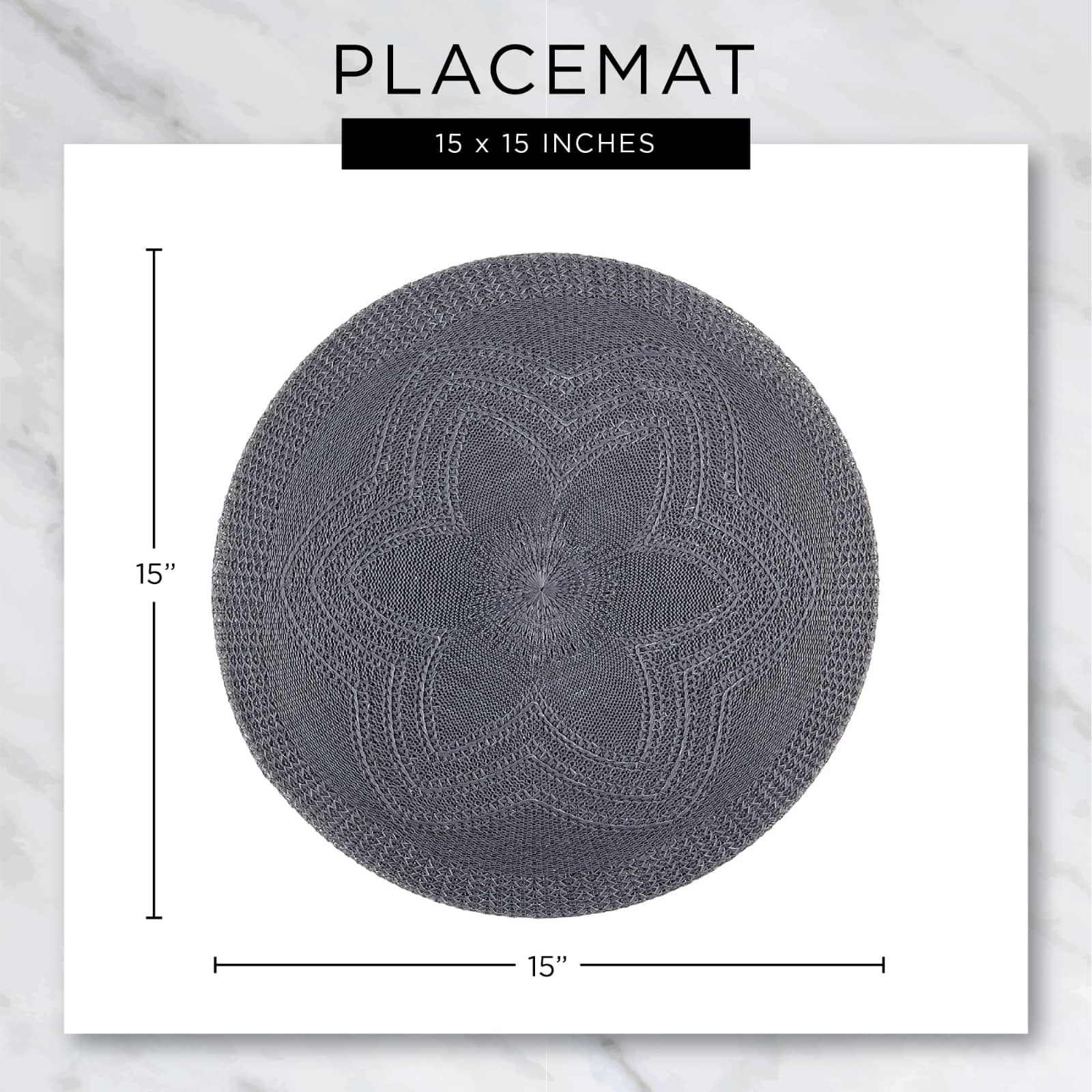 Natural Jute Round Ruffle Trim Placemat Set/6