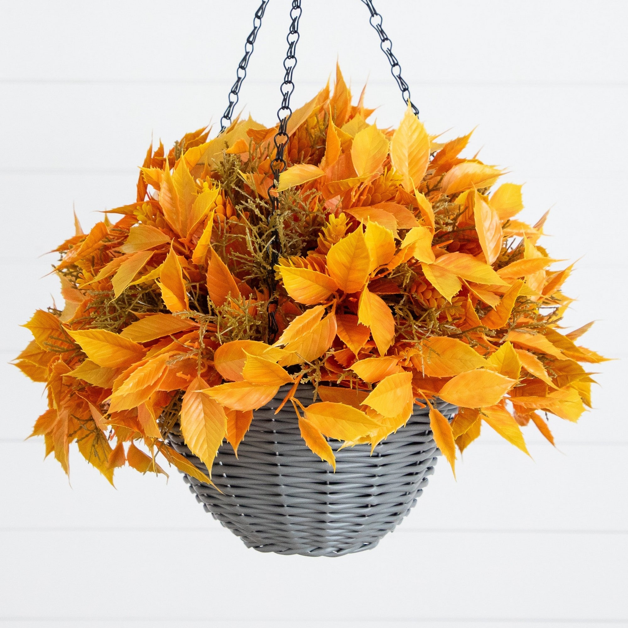 22" UV Resistant Autumn Artificial Fall Foliage Hanging Basket