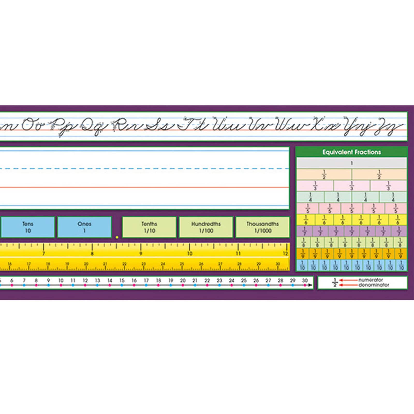 North Star Teacher Resources 17.5" x 4" Adhesive Intermediate Traditional Cursive Desk Plates, 2 Packs of 36