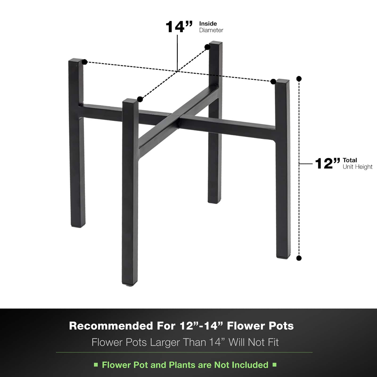 Sorbus 14" Black Mid Century Style Plant Stand