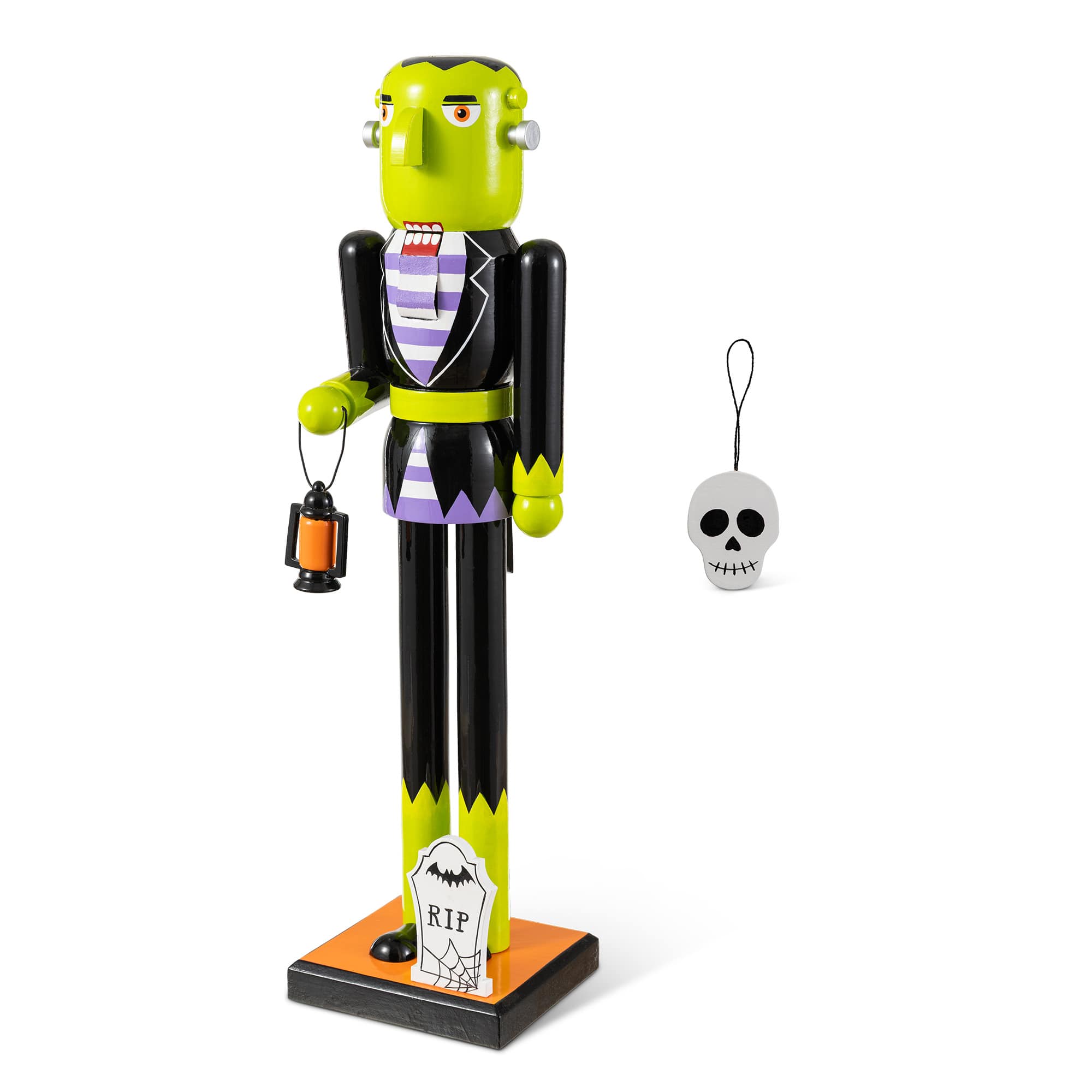 Glitzhome® 18" Halloween Wood Frankenstein with Ornament Nutcracker