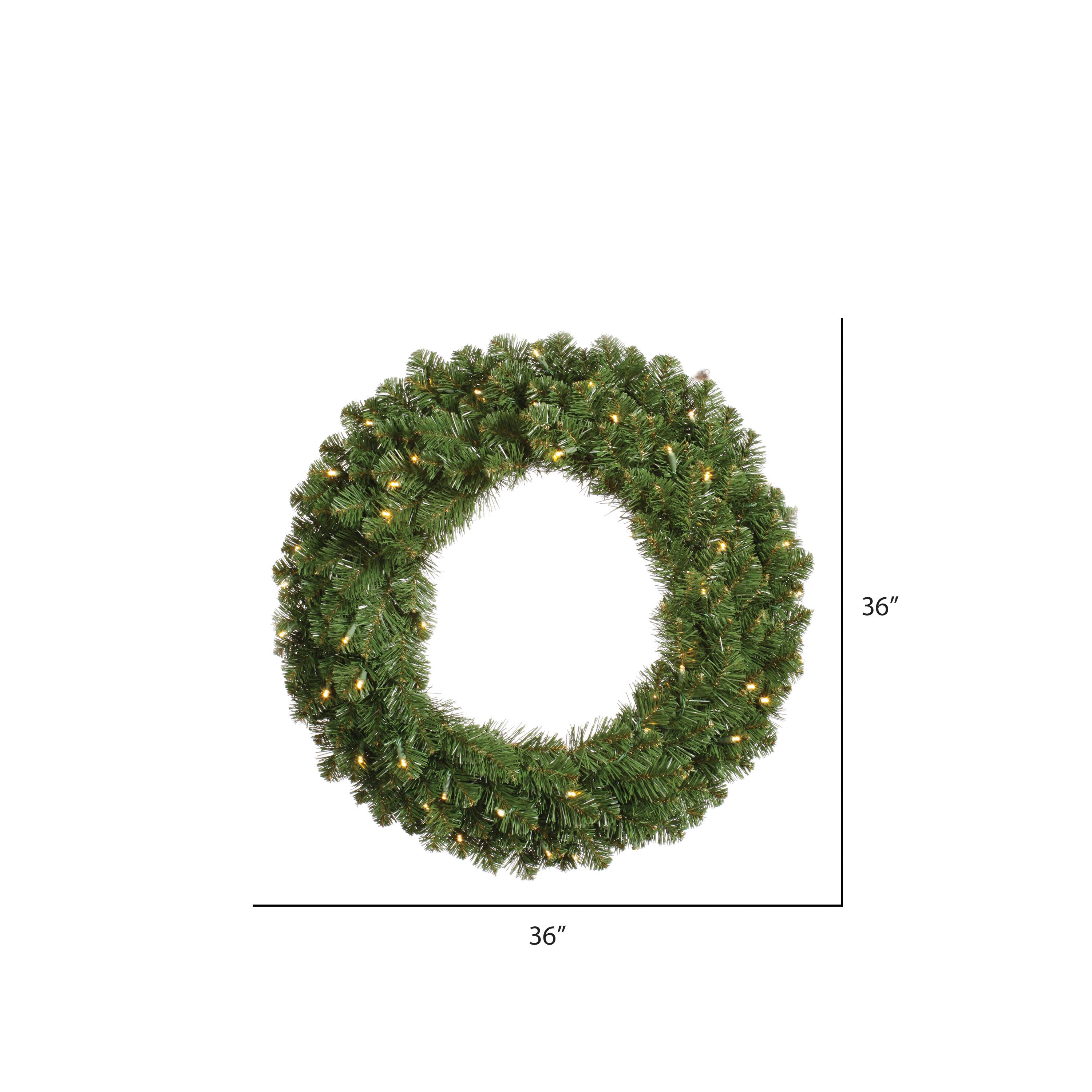 36" Pre-Lit Grand Teton Pine Wreath, Warm White LED Lights