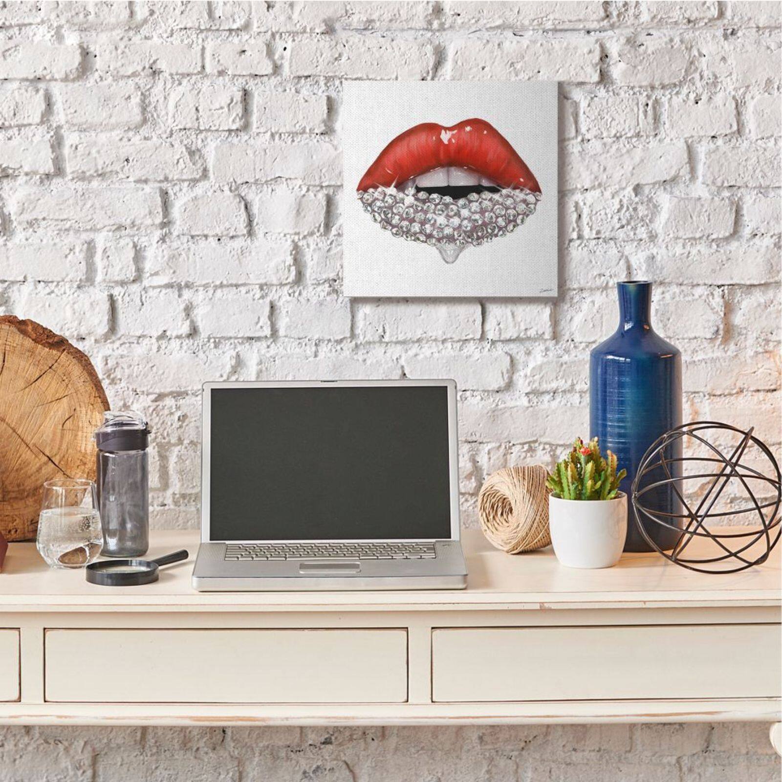 Stupell Industries Red Glam Lips Canvas Wall Accent