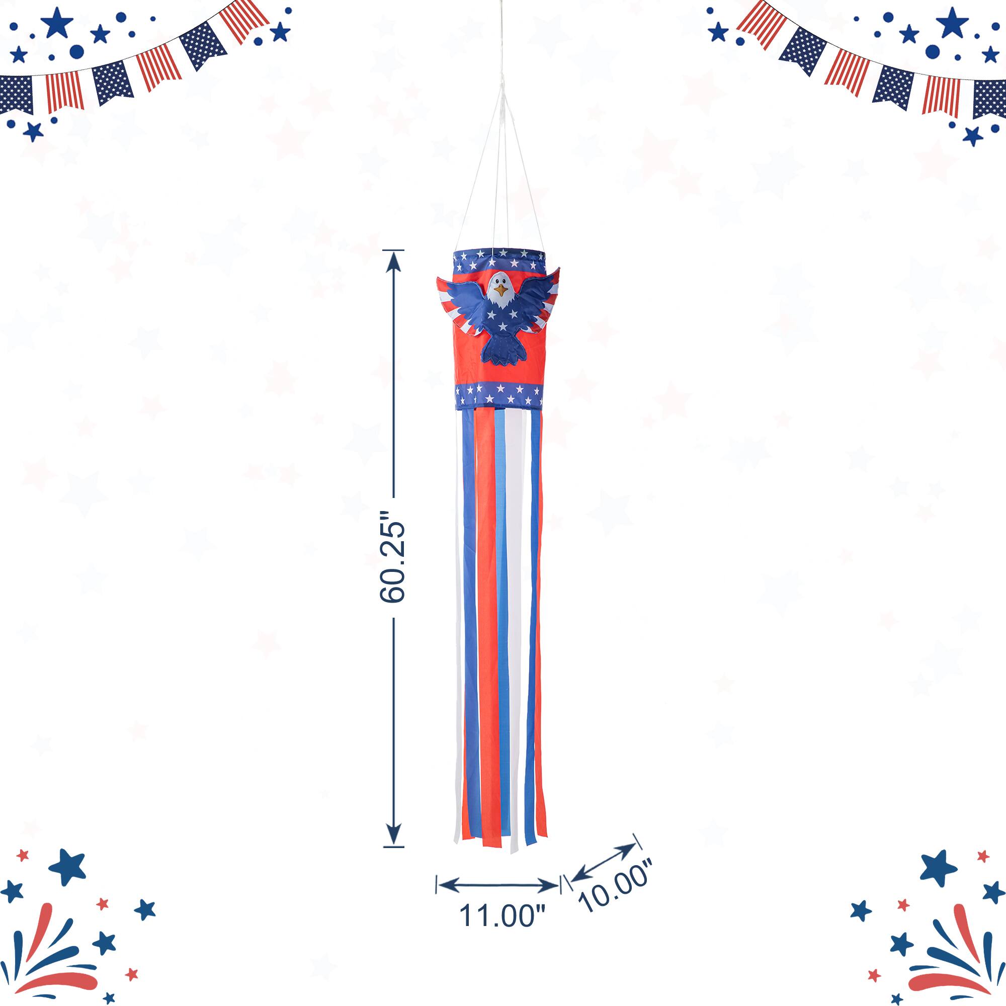 Glitzhome® 60" Patriotic Eagle Windsock
