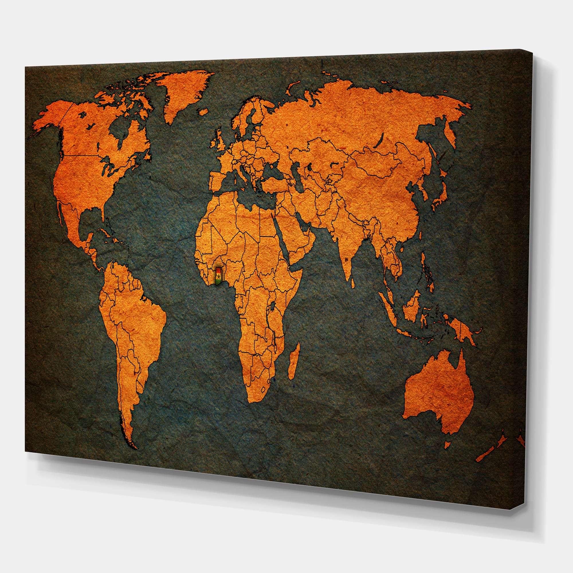 Designart - Ancient Map of The World Africa - Vintage Canvas Wall Art Print