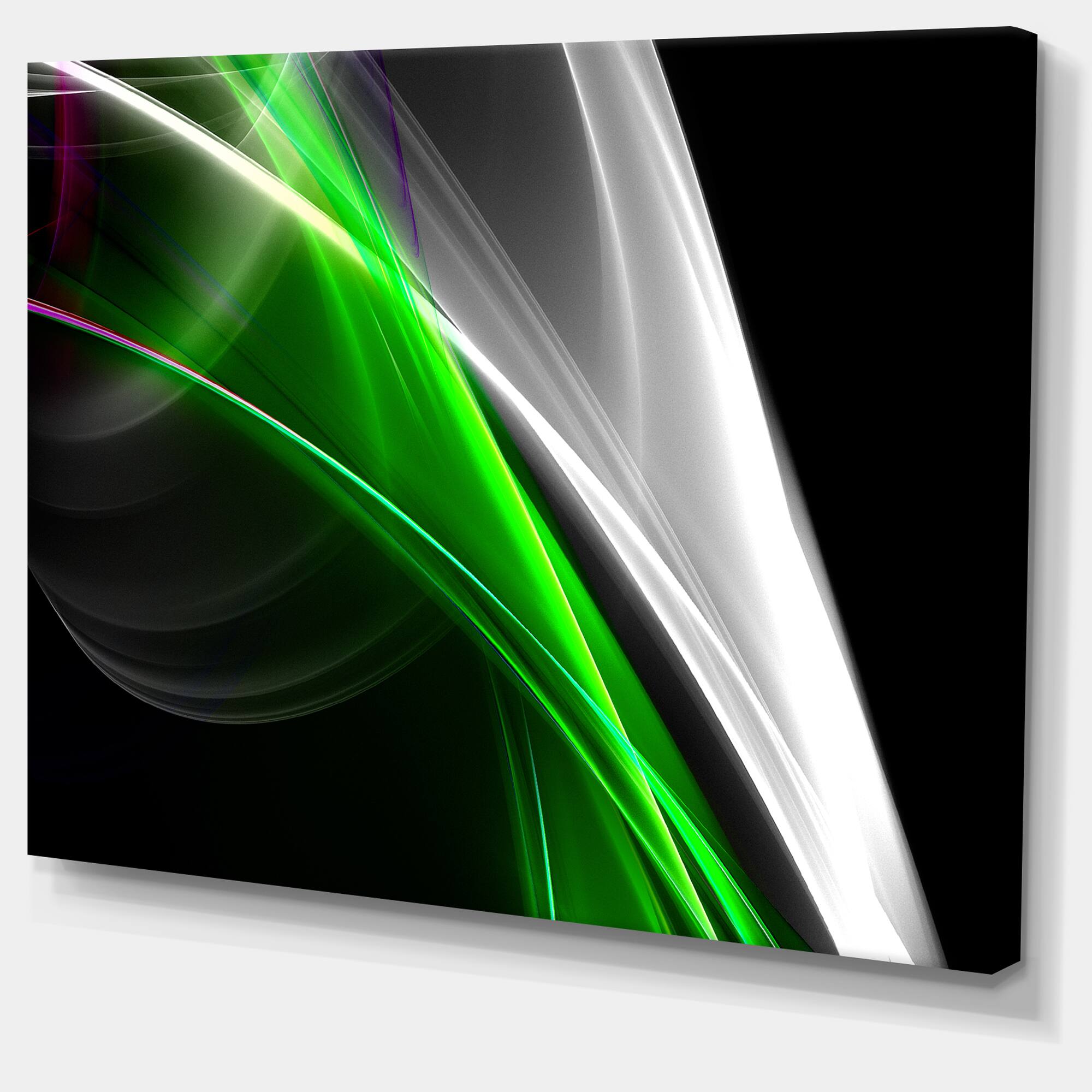 Designart - Fractal Lines Green White