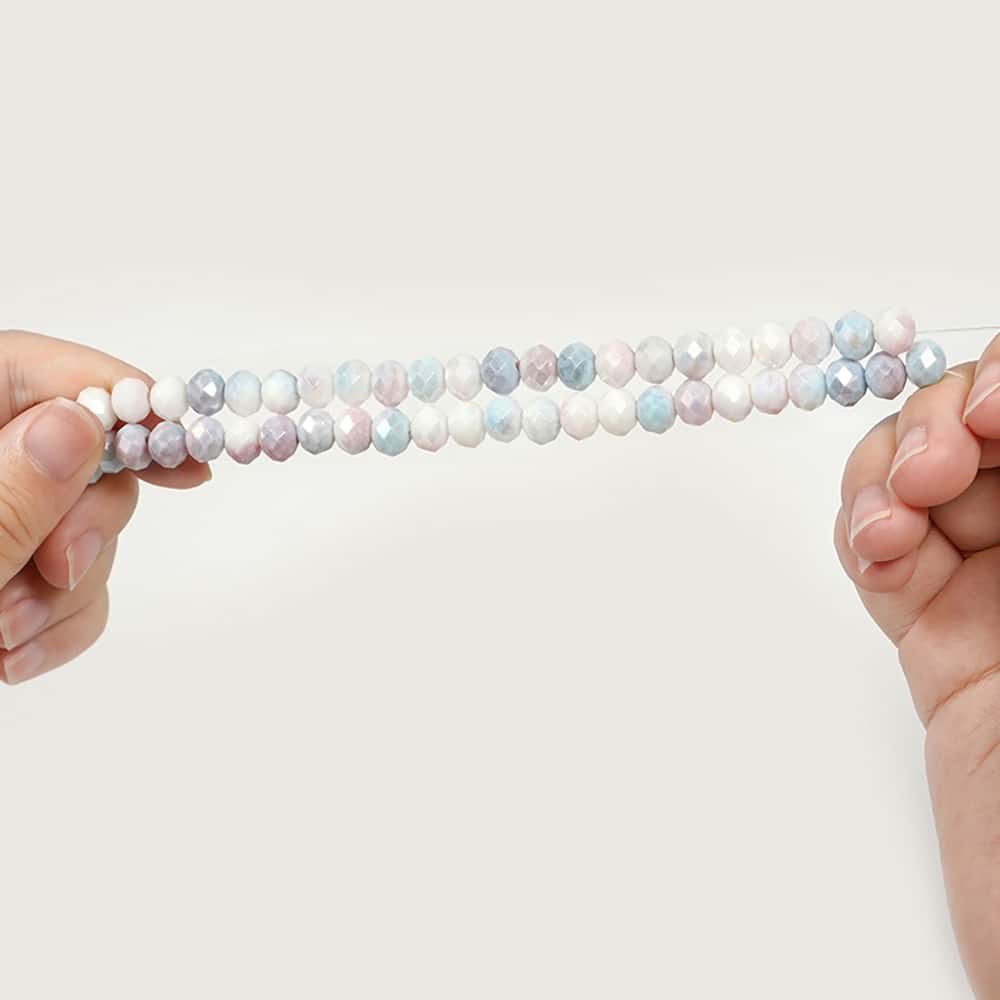 Jesse James Beads 8mm Mauve Pink & Gray Blue Rondelle Glass Beads