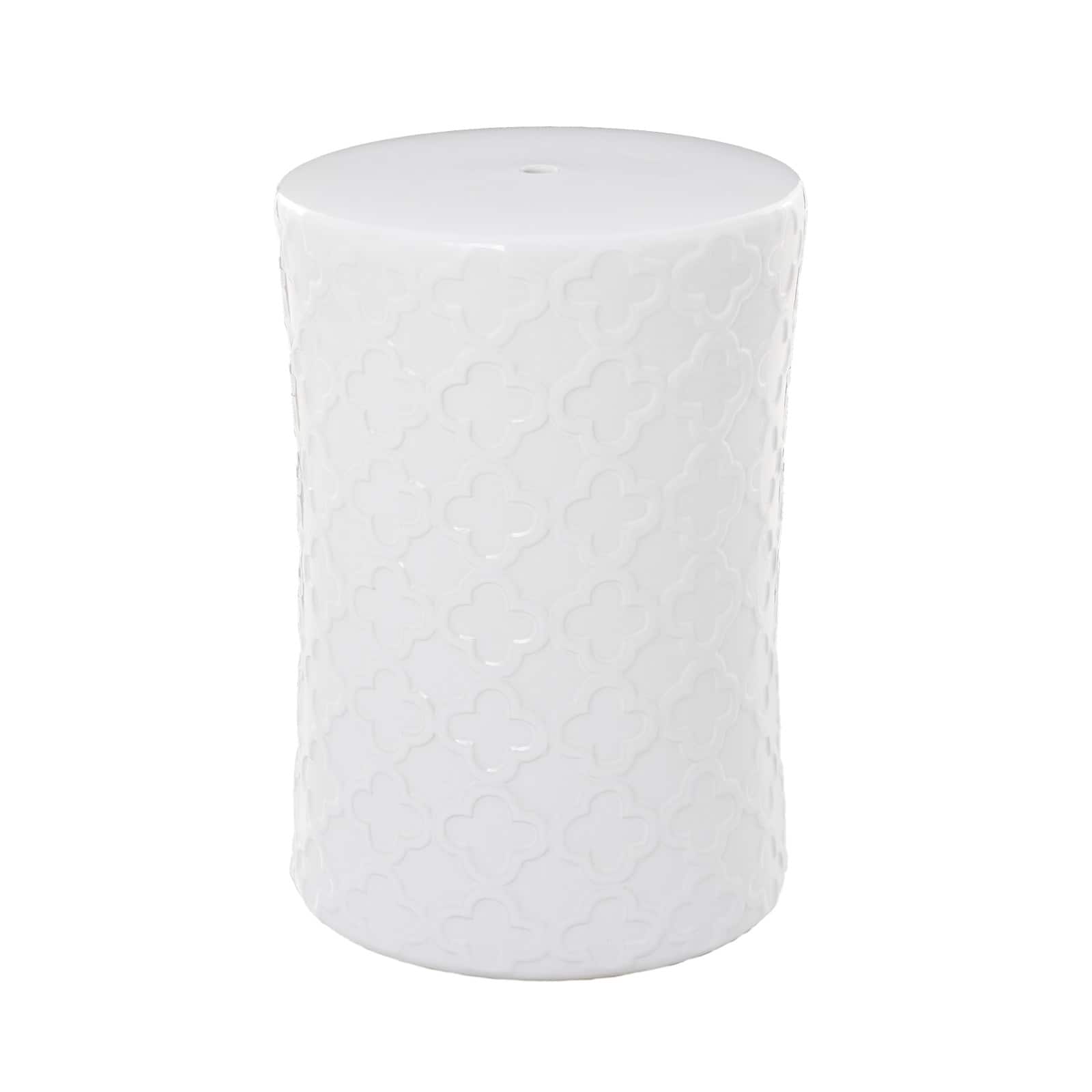 White Ceramic Contemporary Accent Table, 19" x 13" x 13"