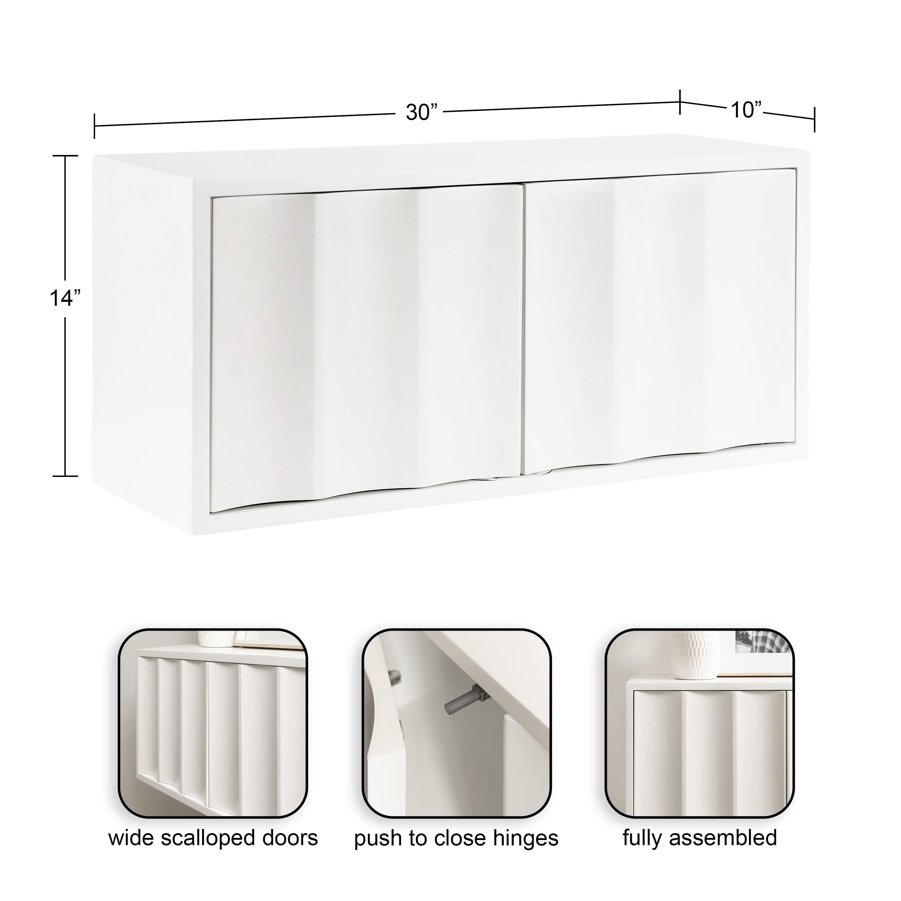 Kate and Laurel White Sartell Scallop Wall Cabinet