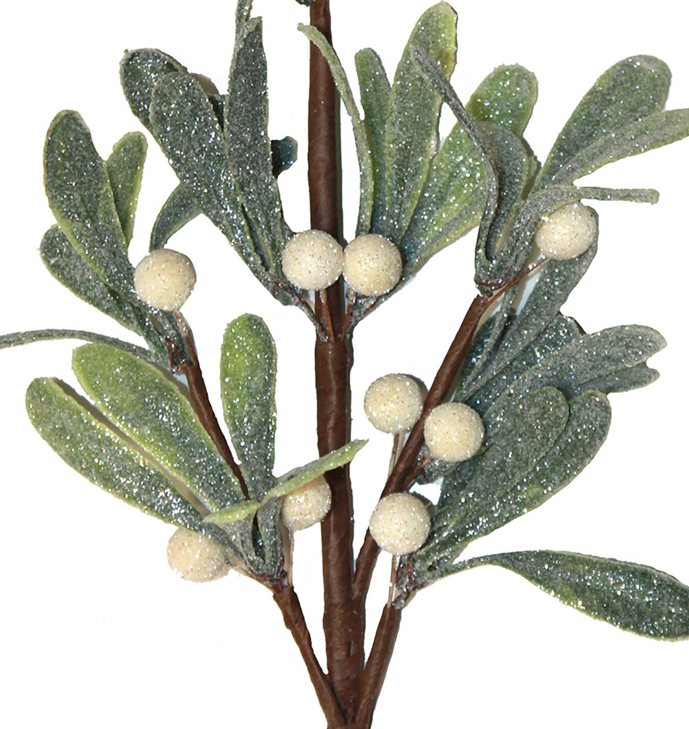12" Artificial Christmas Mistletoe White Berry & Leaf Pick, 6ct.
