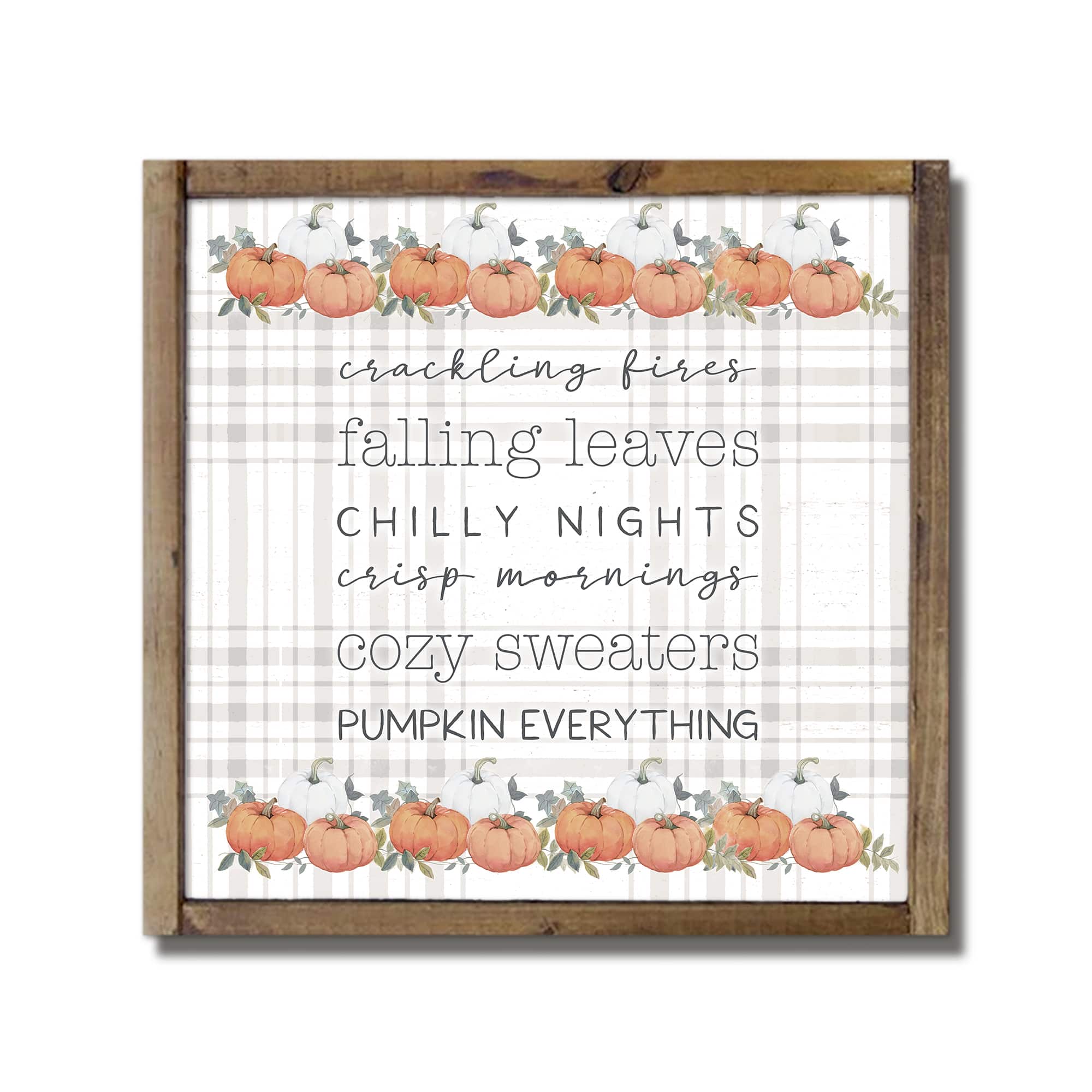 Plaid Fall Things Framed Wood Wall Hanging