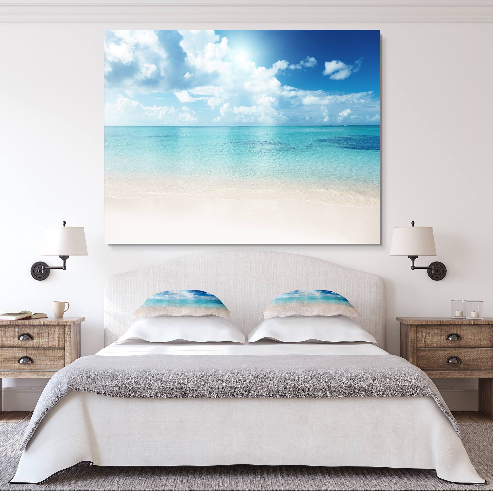 Designart - Sand of Beach in Blue Caribbean Sea - Modern Seascape Canvas Artwork