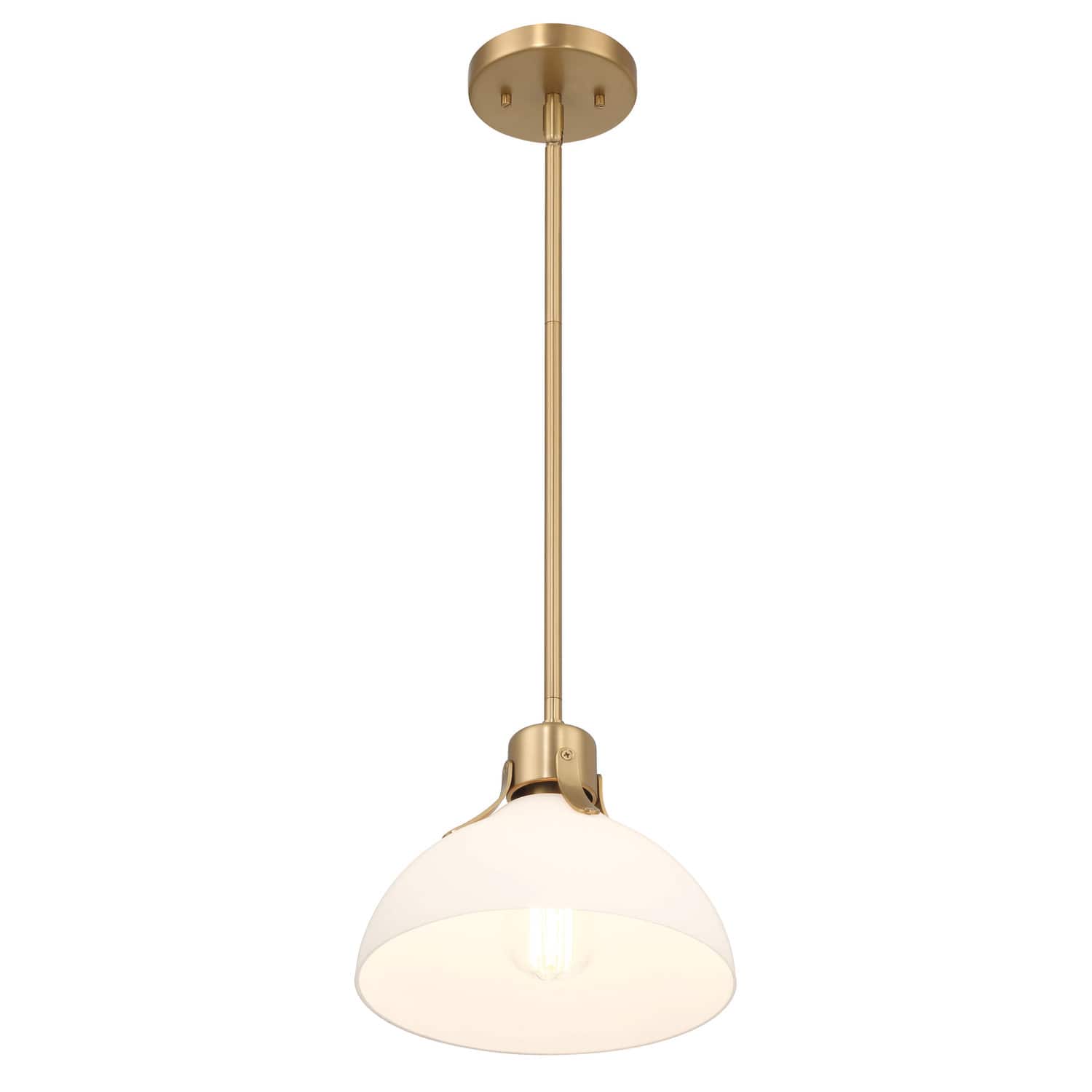Hello Honey® Delano Gold & White Industrial Metal & Etched Glass Ceiling Light