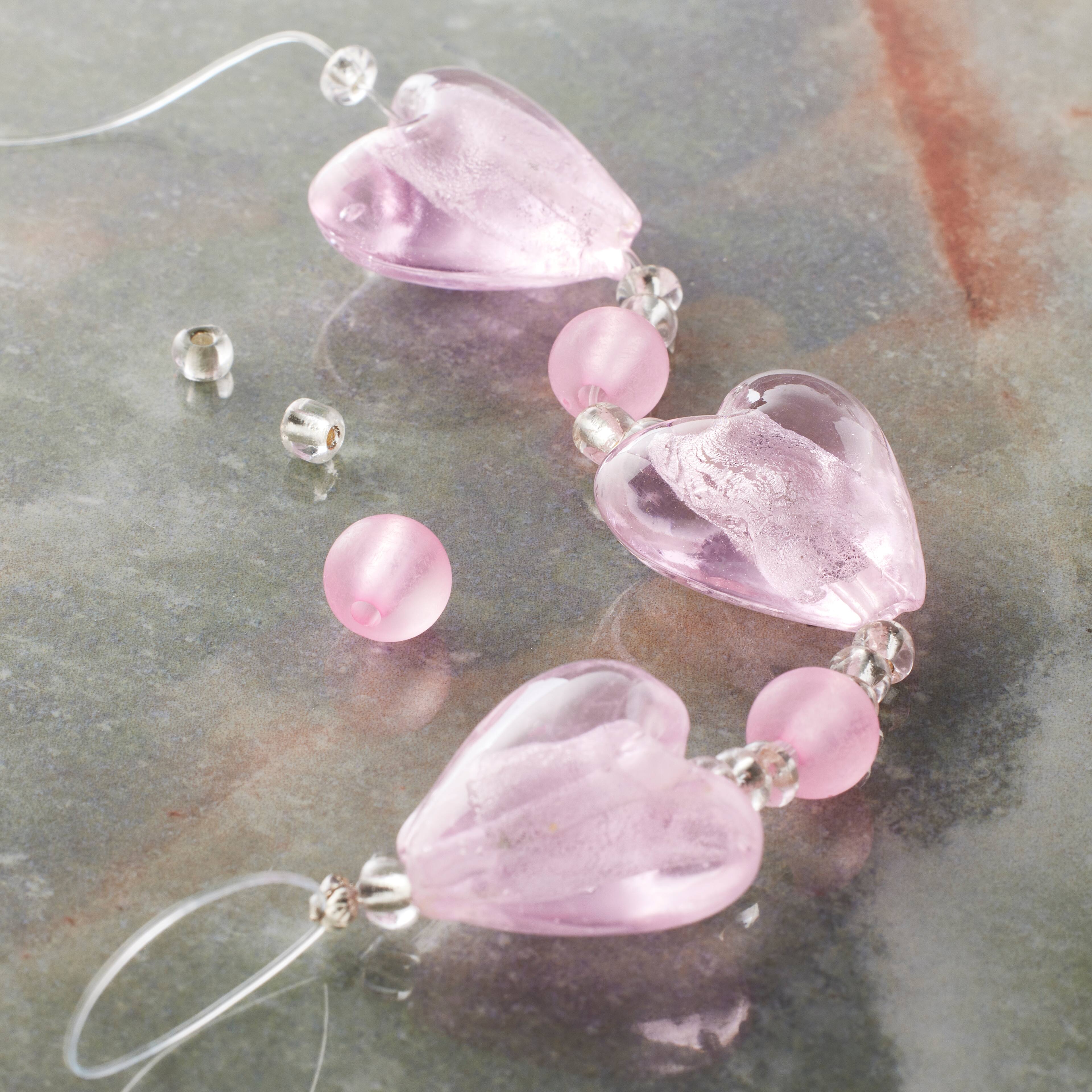 Pink Heart Lampwork Glass Bead Mix by Bead Landing™