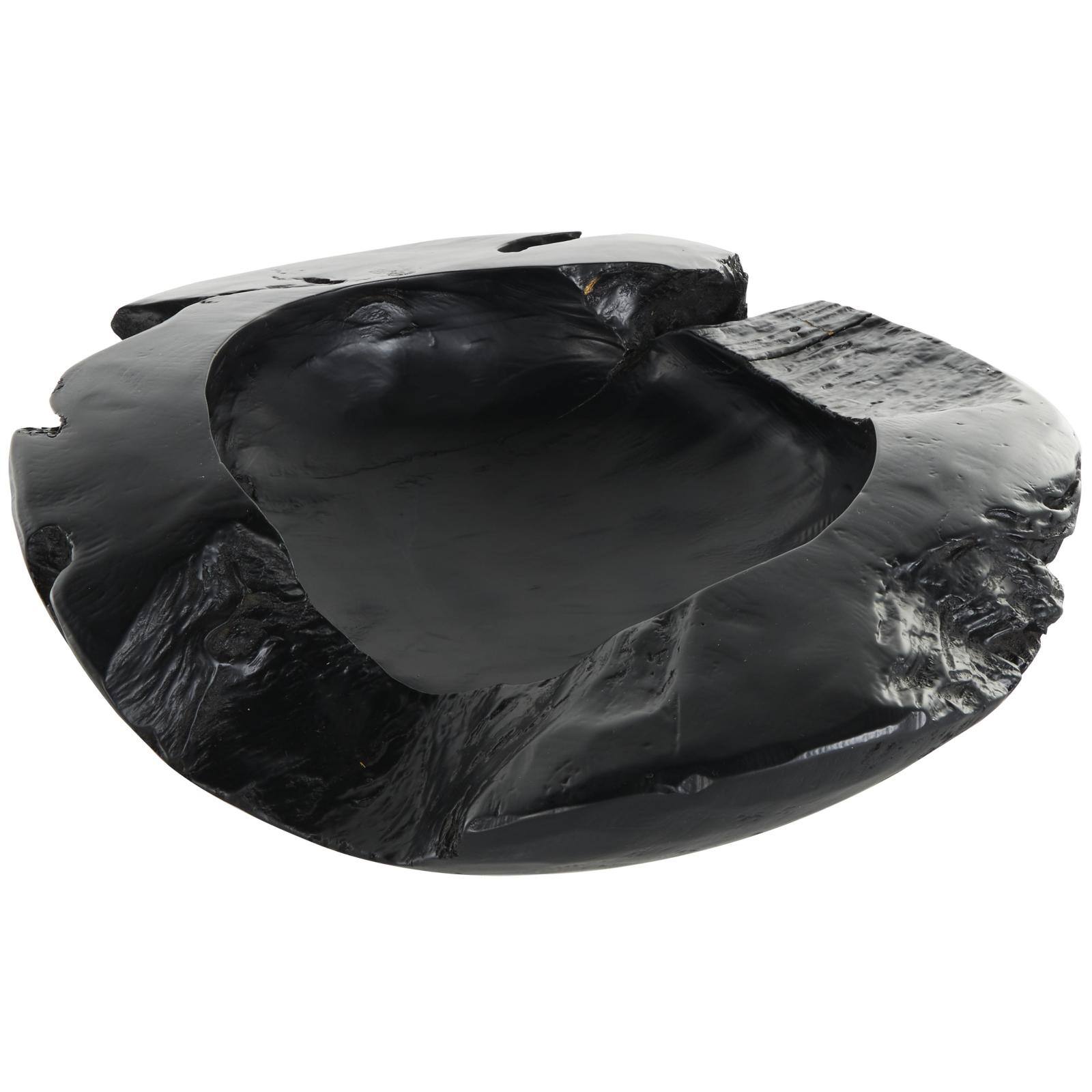 17.75" Black Teak Wood Handmade Live Edge Decorative Bowl