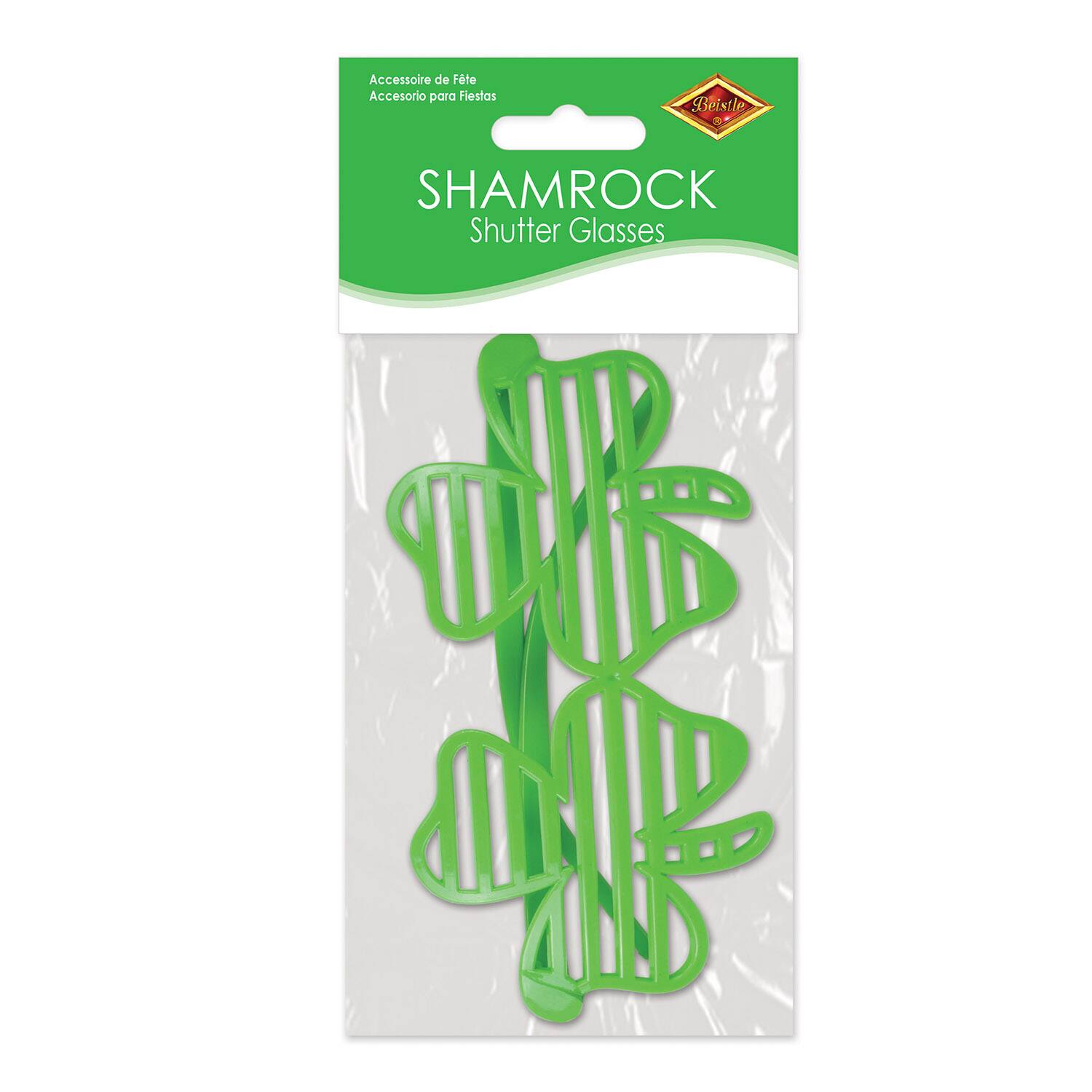 Beistle Adult Green Shamrock Shutter Glasses, 3ct.
