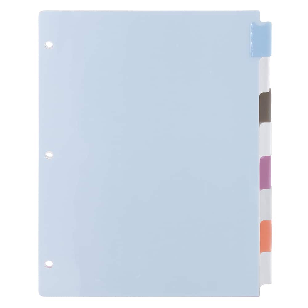 JAM Paper 8.5" x 11" 8-Tab Plastic Index Tab Dividers, 6 Pack