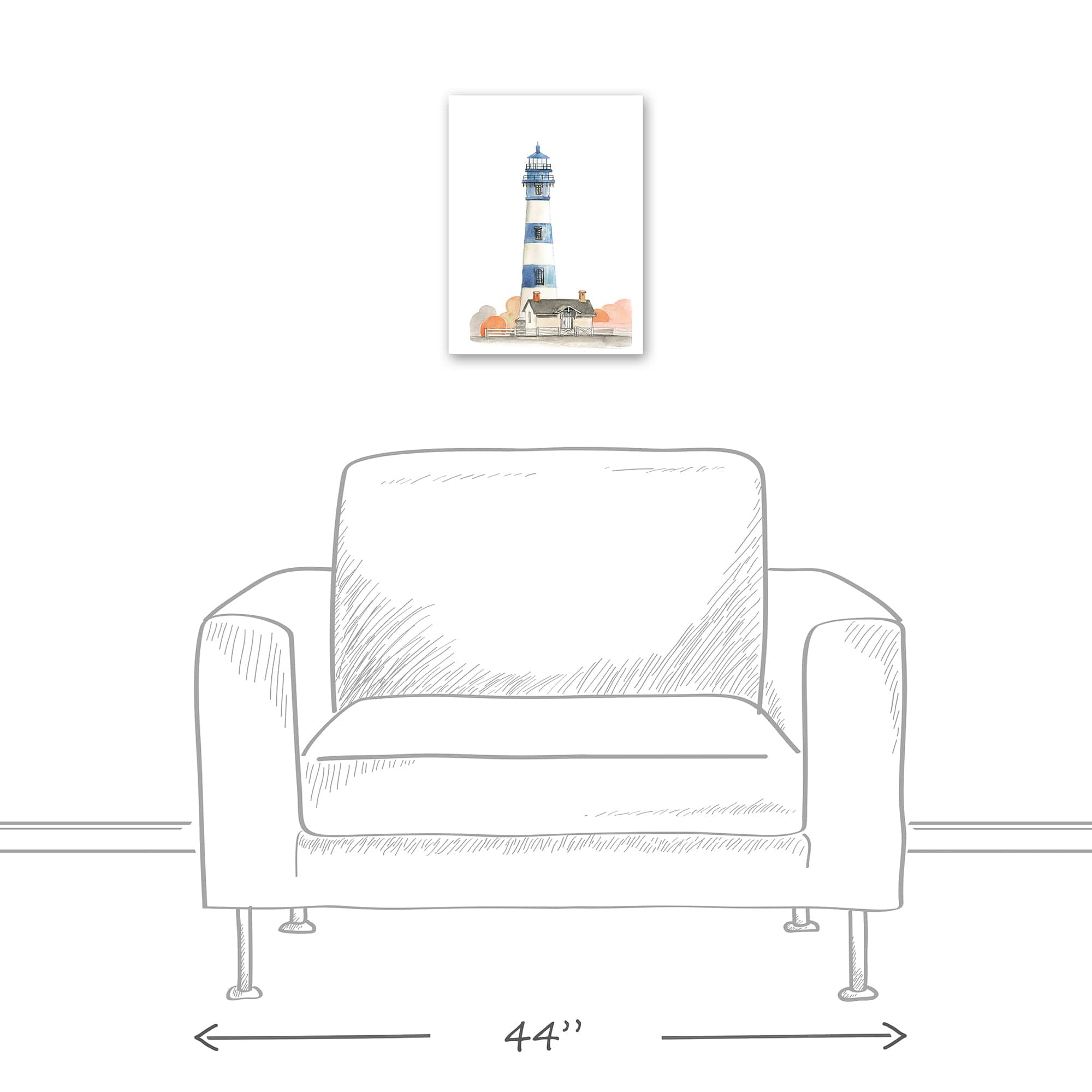 Striped Lighthouse 12" x 16" Canvas Wall Art