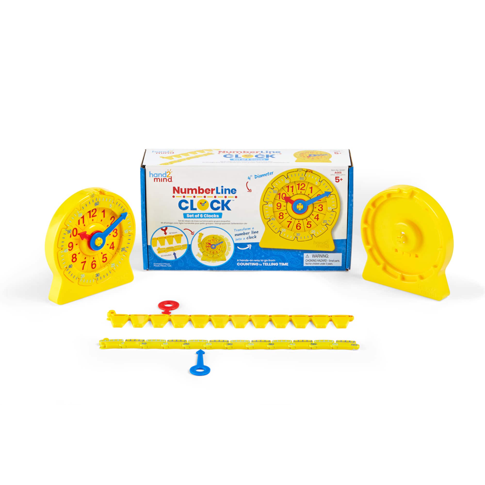 hand2mind® Numberline Clock™ Mini Clock, 6ct.