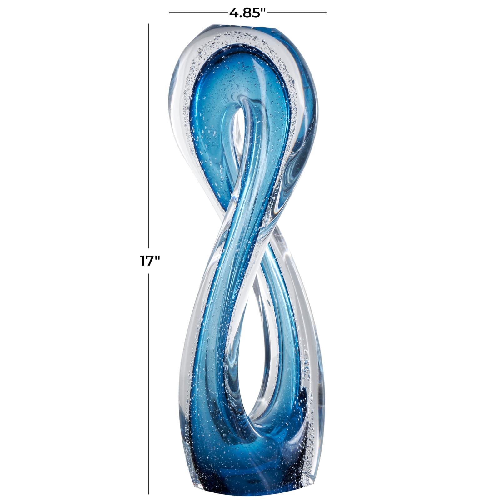 17" Blue Glass Geometric Ombre Twisted Infinity Loop Sculpture