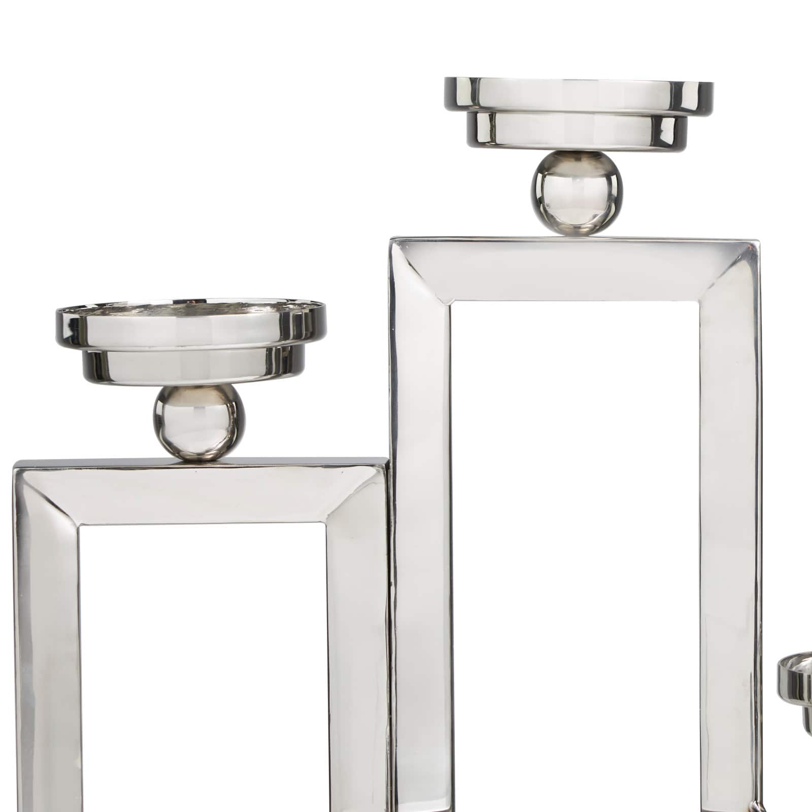 16" Silver Stainless Steel Rectangular Candelabra