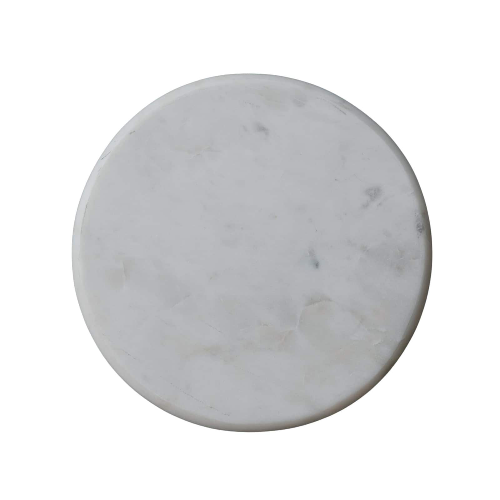 Hello Honey® 15" White Round Elevated Marble & Wood Food Pedestal