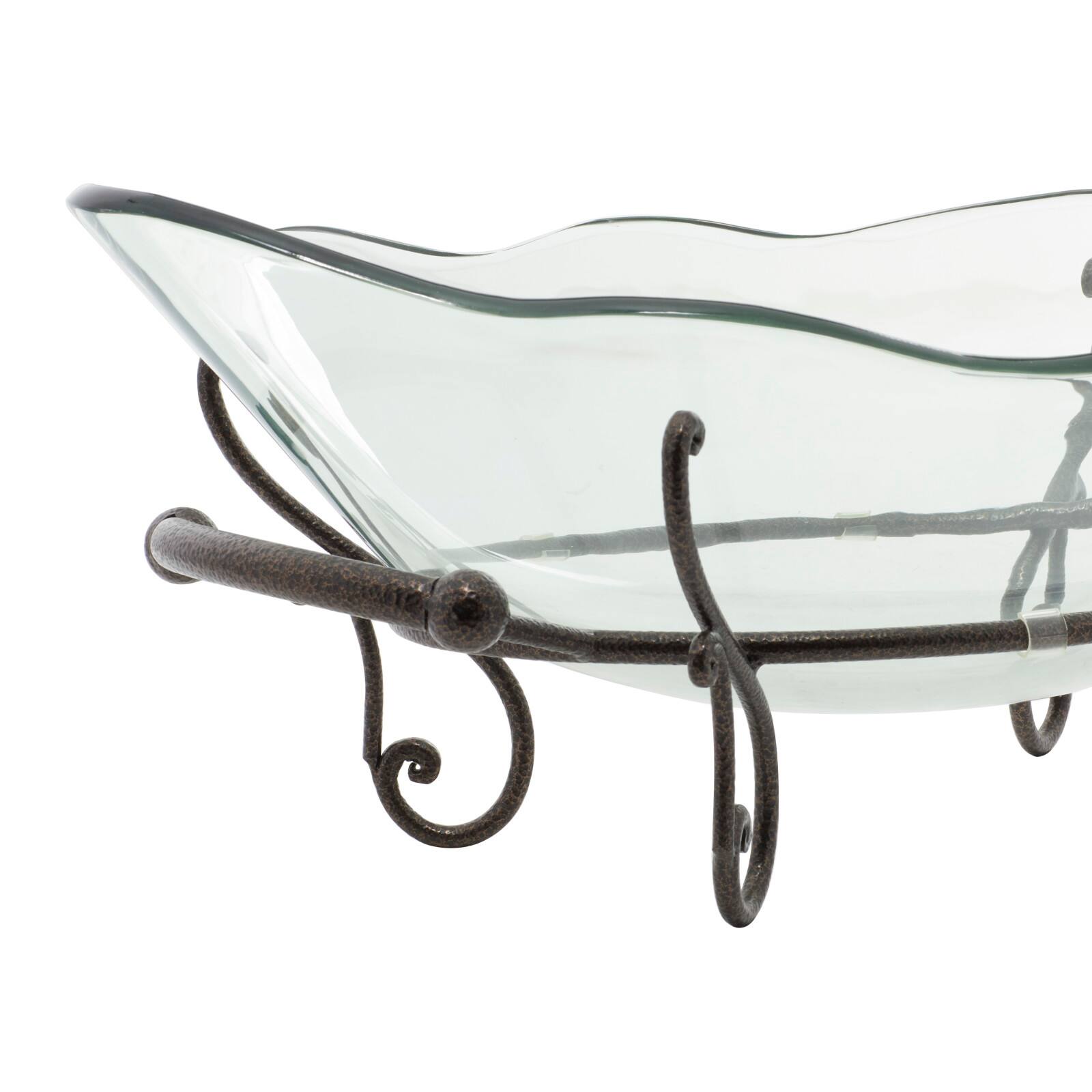 Copper Glass and Metal Traditional Serving Bowl, 9" x 23" x 14"