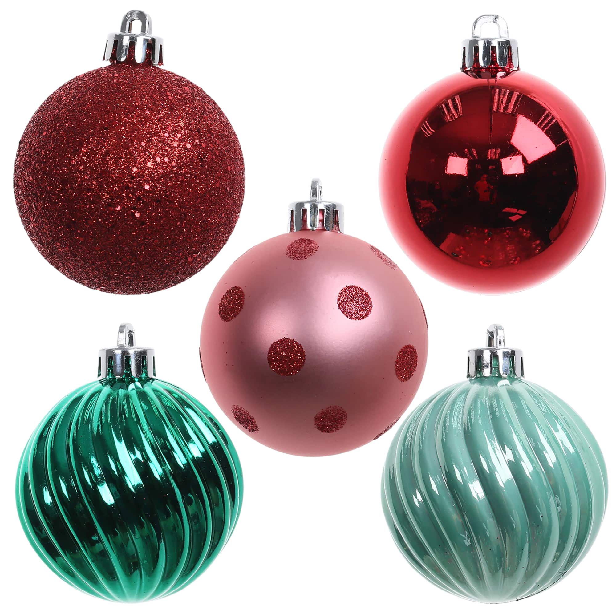 5 Pack 57mm Fun Multi Mix Shatterproof Ball Ornaments by Ashland®