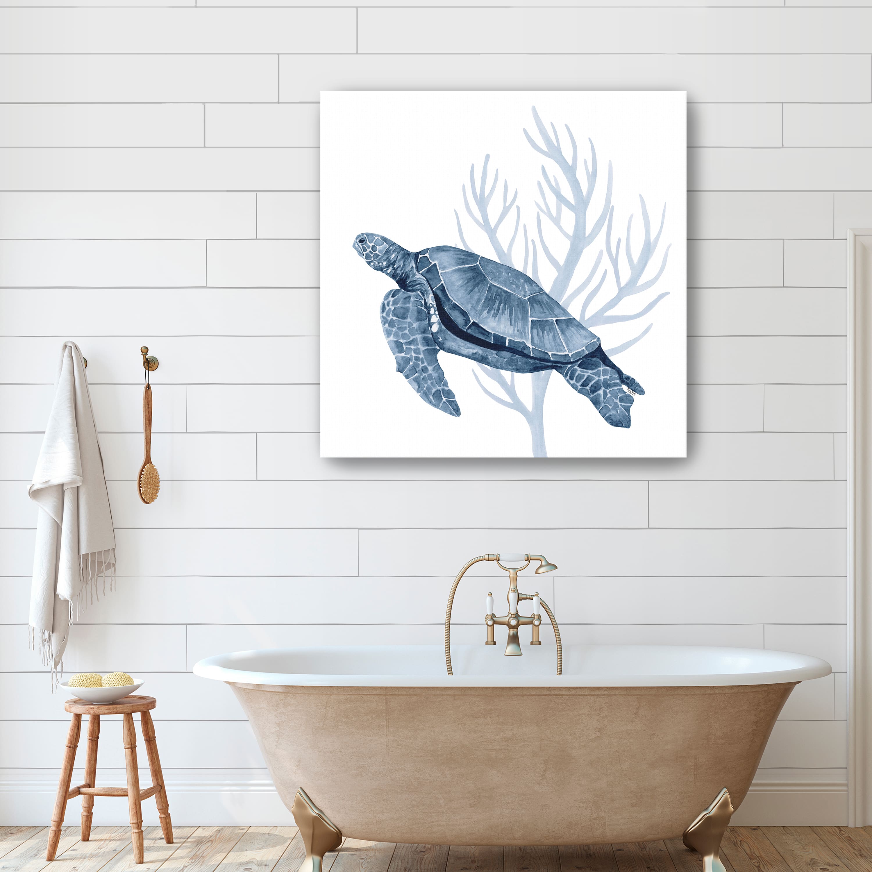 Deep Blue Sea XVIII Gold Canvas Giclee