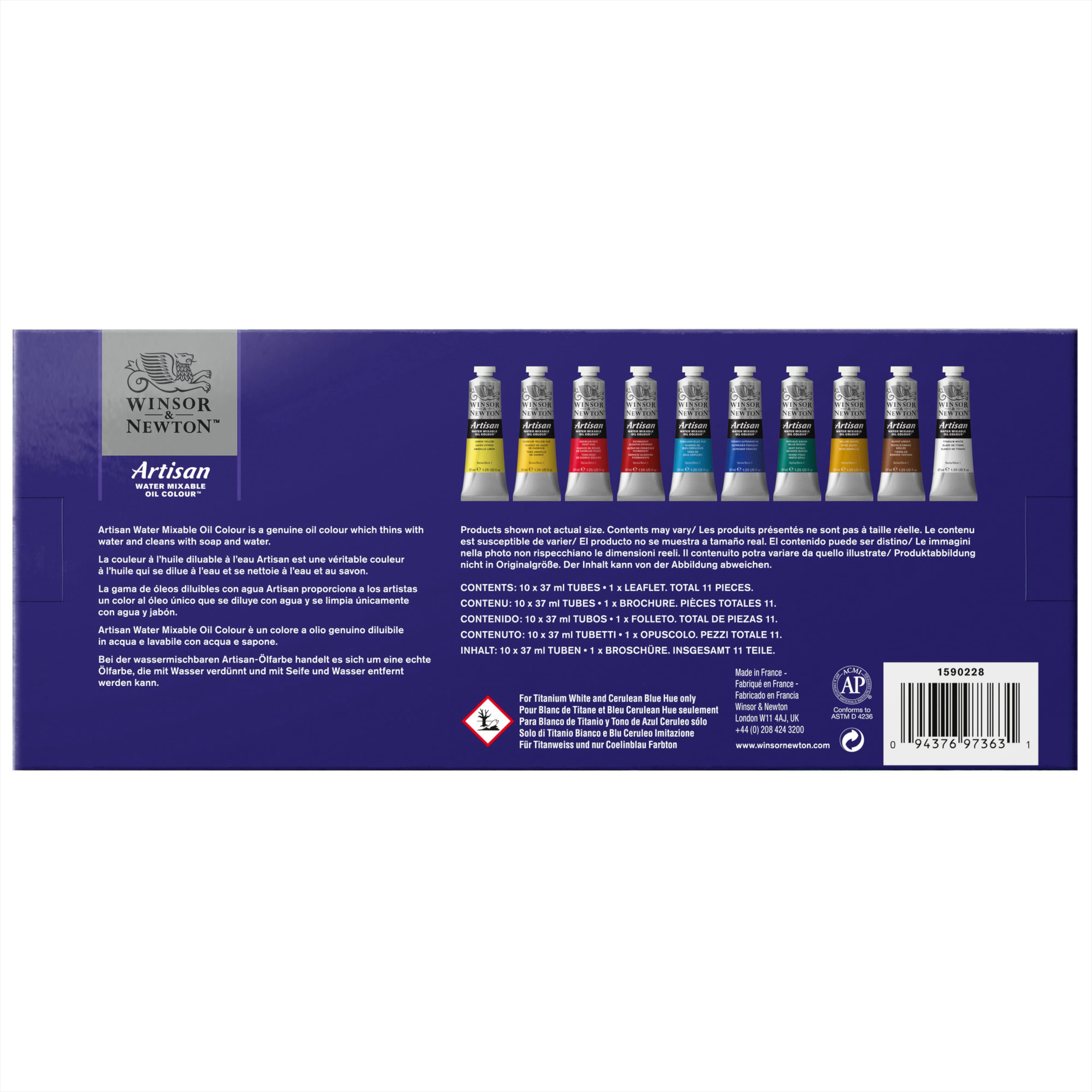 Winsor & Newton™ Artisan Water Mixable Oil Colour™ 10 Color Paint Tube Set