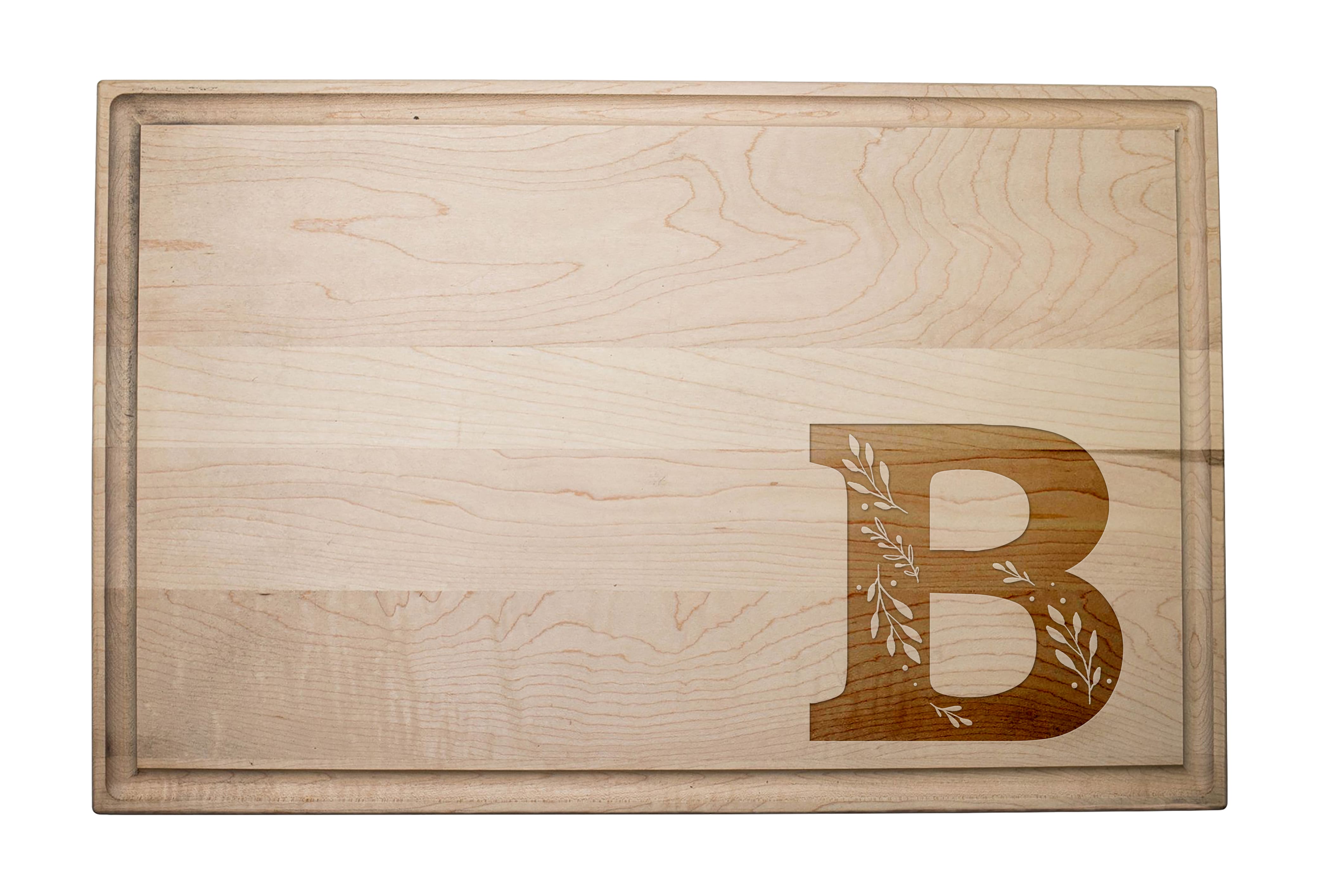 17" Floral Monogram Maple Cutting Board